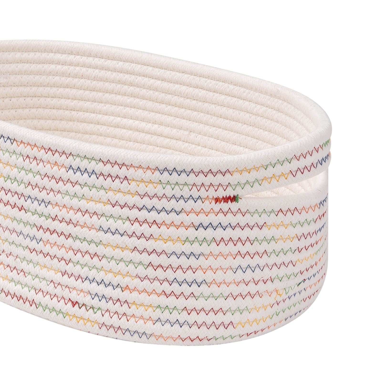 Kriitools Baskets&Bins for Shelf Storage &Organizing/Cute Basket to Store and Organize Daily Items/Woven Rope Basket for Living Room  Bedroom Playroom/Small Oval-13x8.66x5.11?? 3 Packs Rainbow