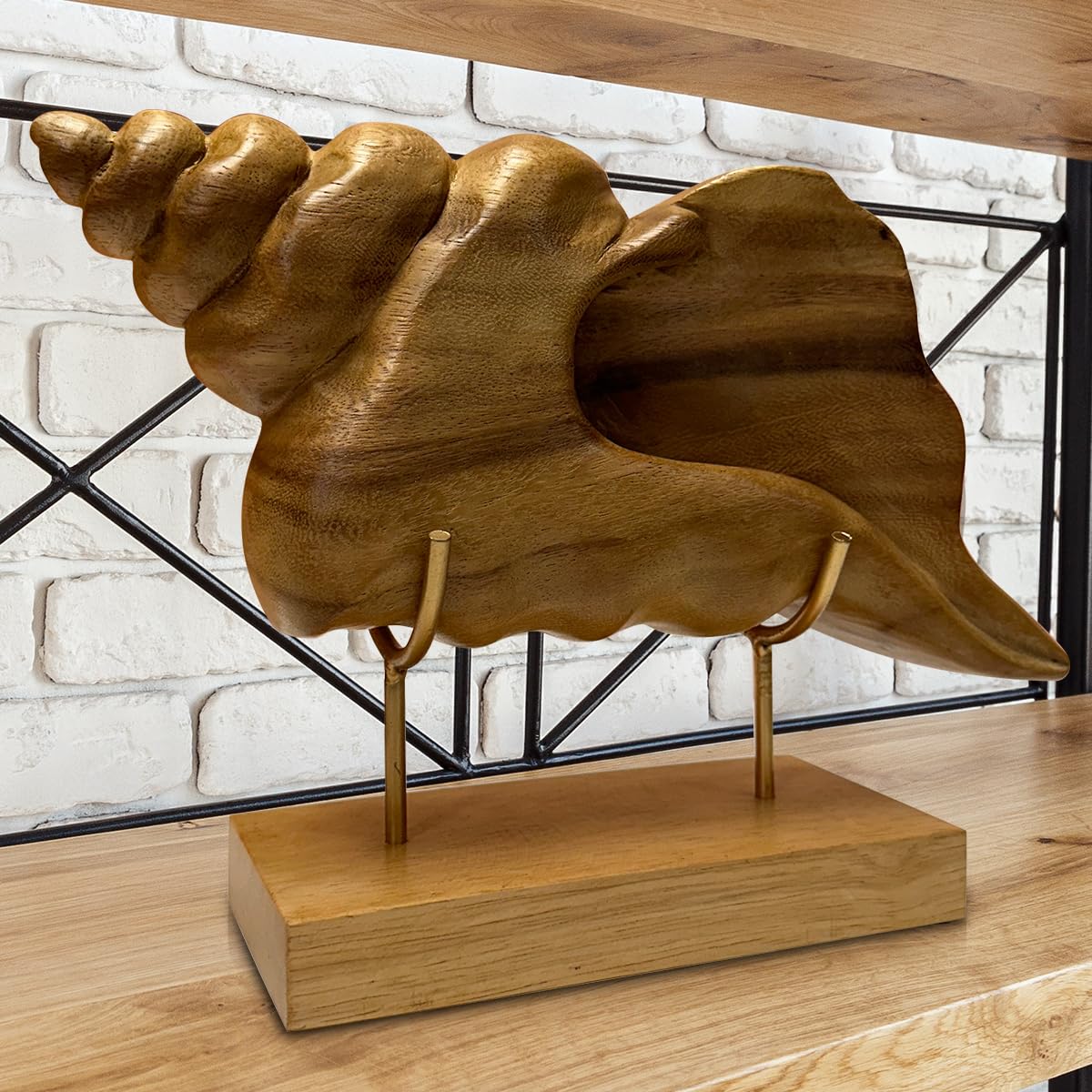 Decozen Handcrafted Solid Wood Shell Sculpture From Daughter, Son, Husband - Ideal For Home, Mantel, Fireplace, And Foyer Decor