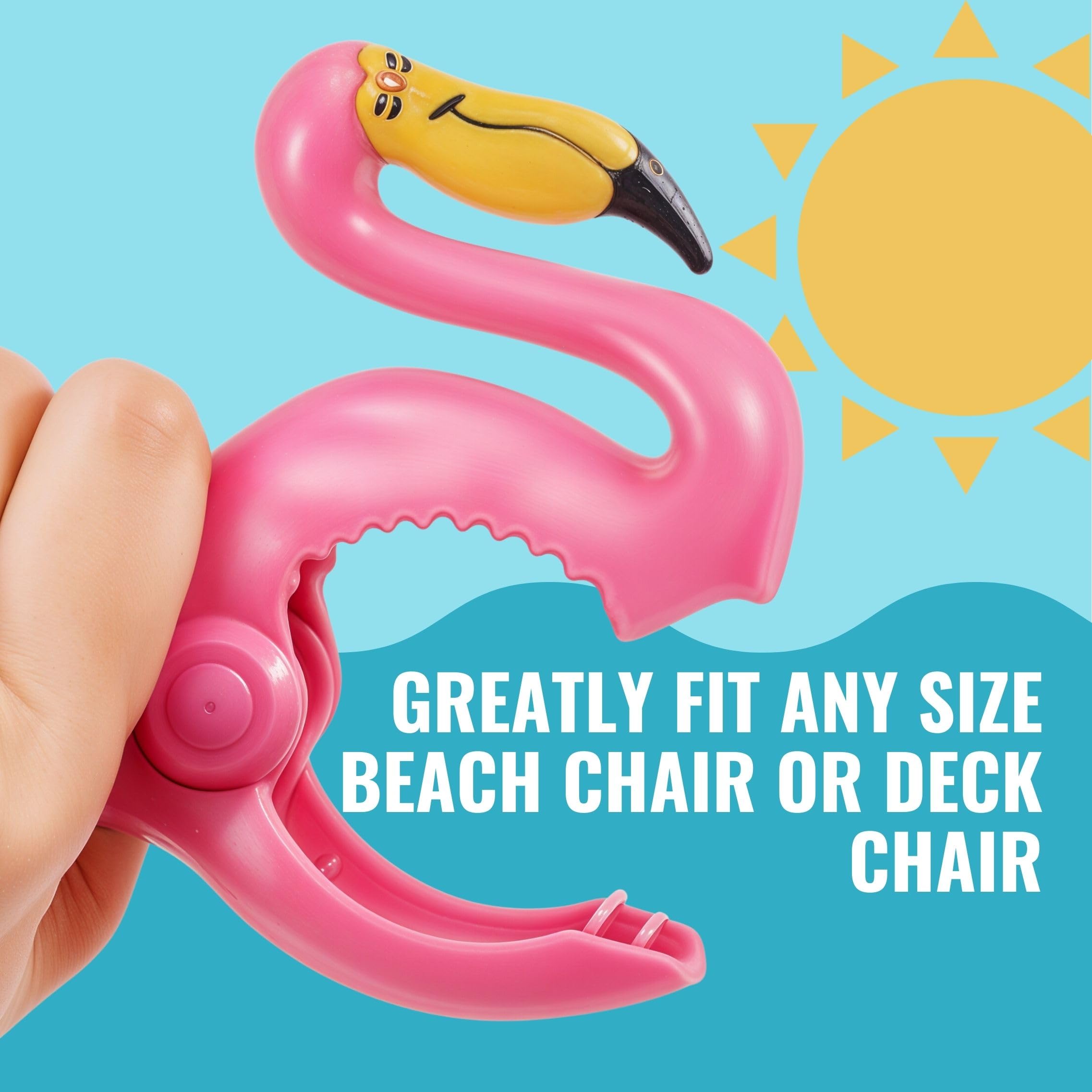 Performore 2 Pack Of Flamingo Beach Towel Clips, Portable Towel Holder Clips, Secure Clips For Beach Chairs Deck Patio Pool Boat