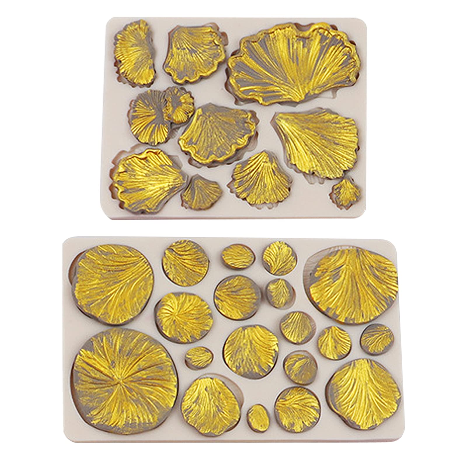 Fungi Fondant Molds 2 Pcs, Plant Mushroom Cake Decoration Silicone Molds, Ginkgo Biloba Candy Chocolate Molds, Flower Paste Gum
