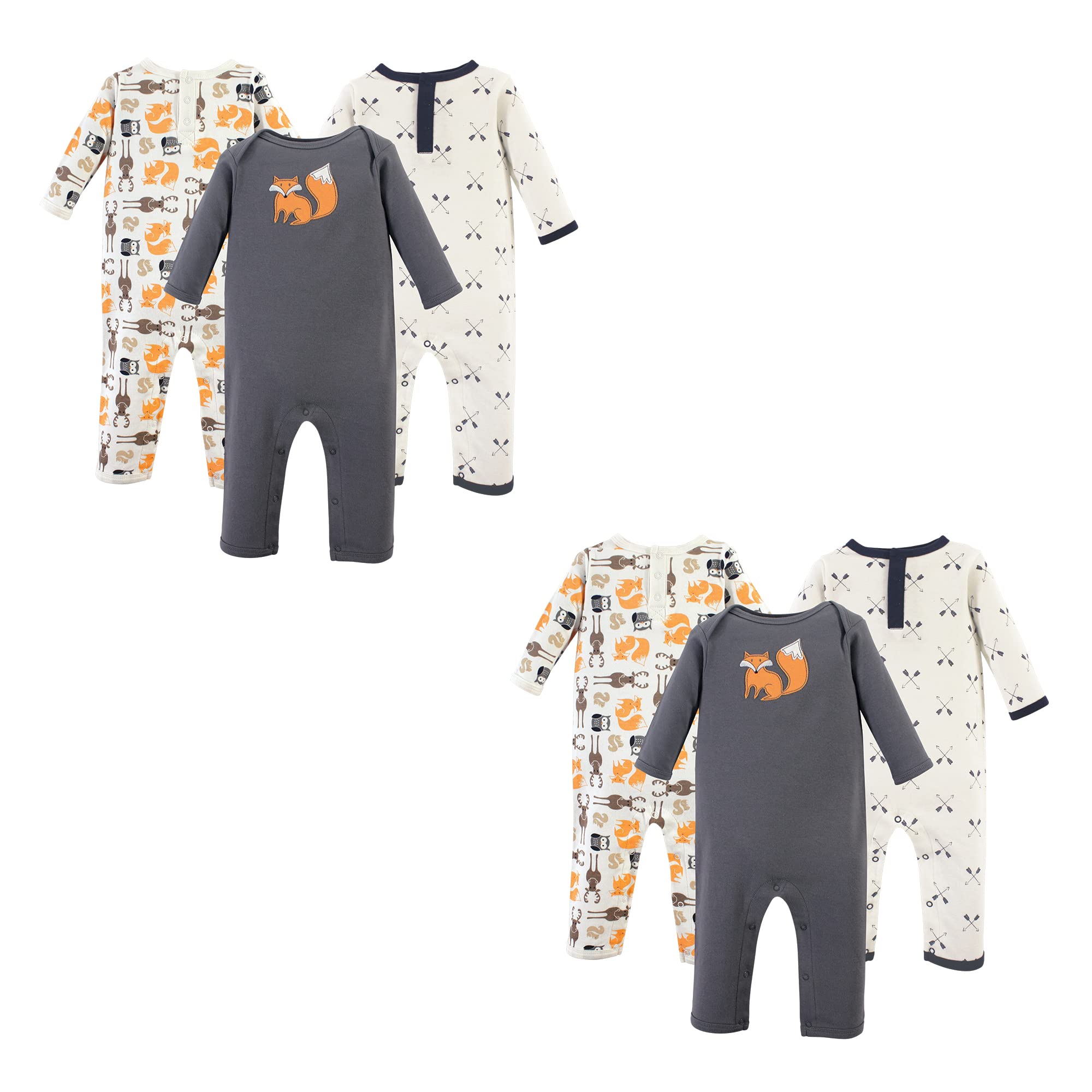 Hudson Baby Unisex Baby Cotton Coveralls Forest 6-Piece, 0-3 Months