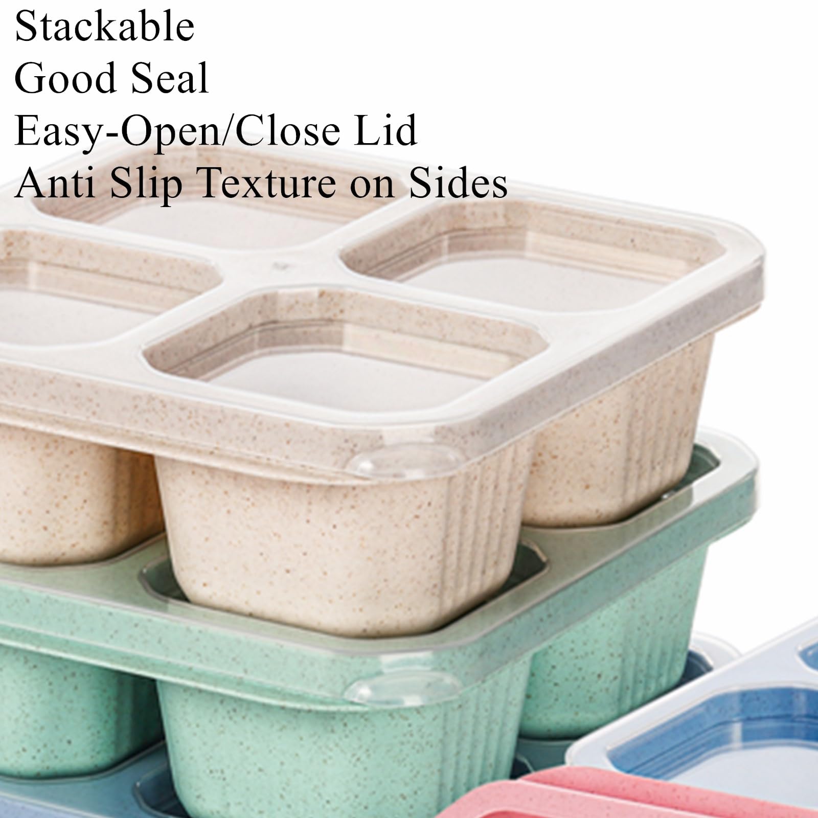 Cididu 8 Pack Snack Containers, Reusable Bento Lunch Boxes For Kids Adults, Meal Prep Lunch Containers 4 Compartment Small Porti