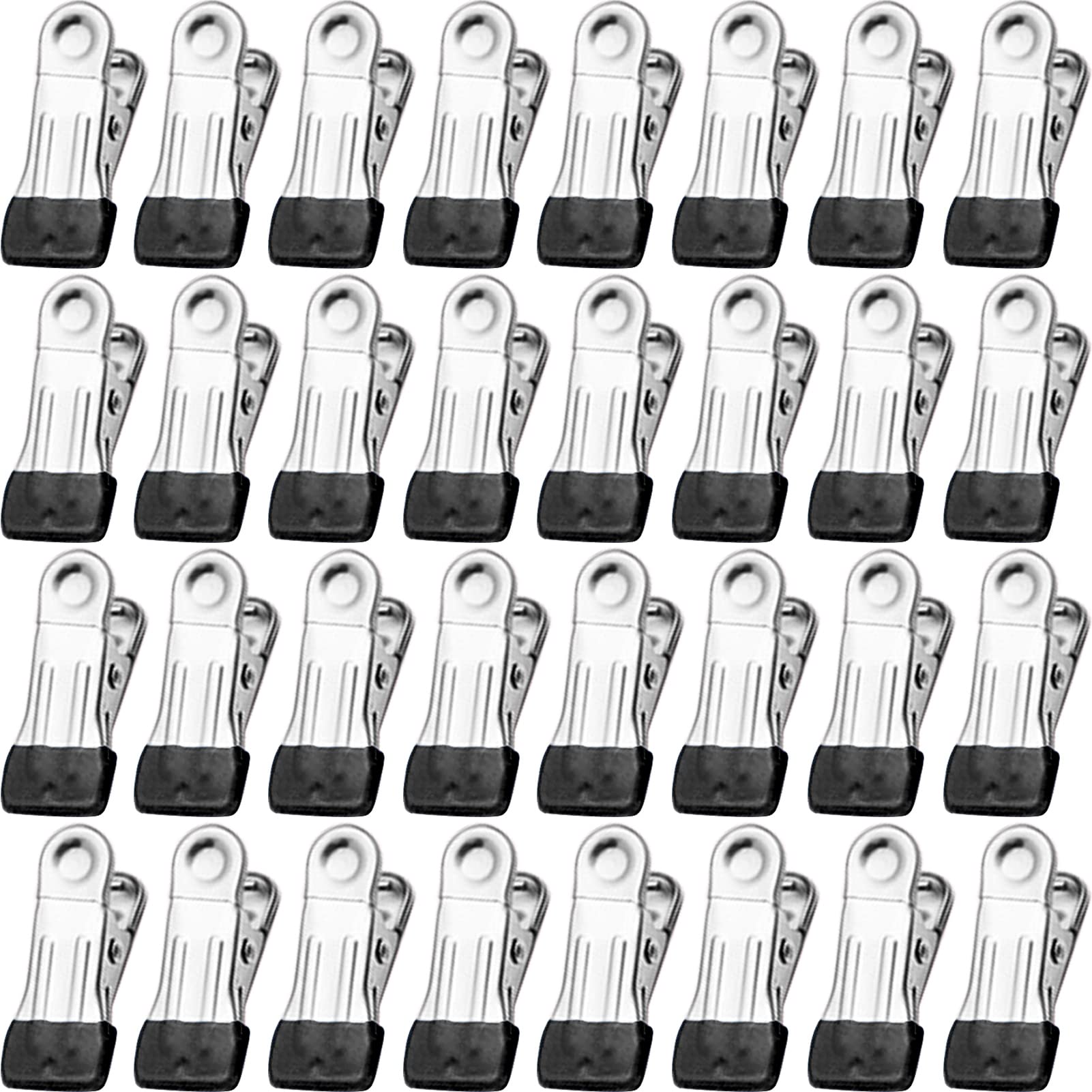 Clothes Pins For Hanging Clothes, 32 Pack Stainless Steel Black Clothespins For Laundry, Heavy Duty Clothing Pins For Clothes Li