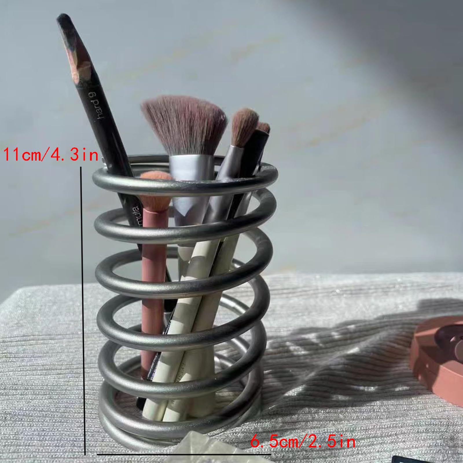 Toothbrush Holders Spring Shape Stainless Steel Pen Holder Bathroom Tabletop Makeup Brush Organizer Toothbrush Stand