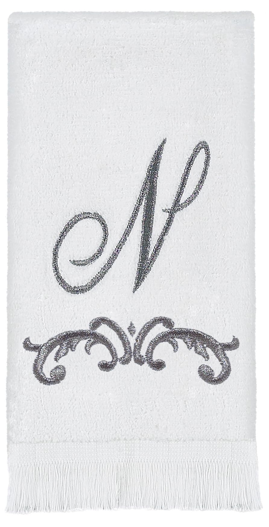 Avanti Linens - Fingertip Towel, Soft & Absorbent Cotton Towel, Scroll Design, Cursive Style Decor (Monogram Collection, Initial
