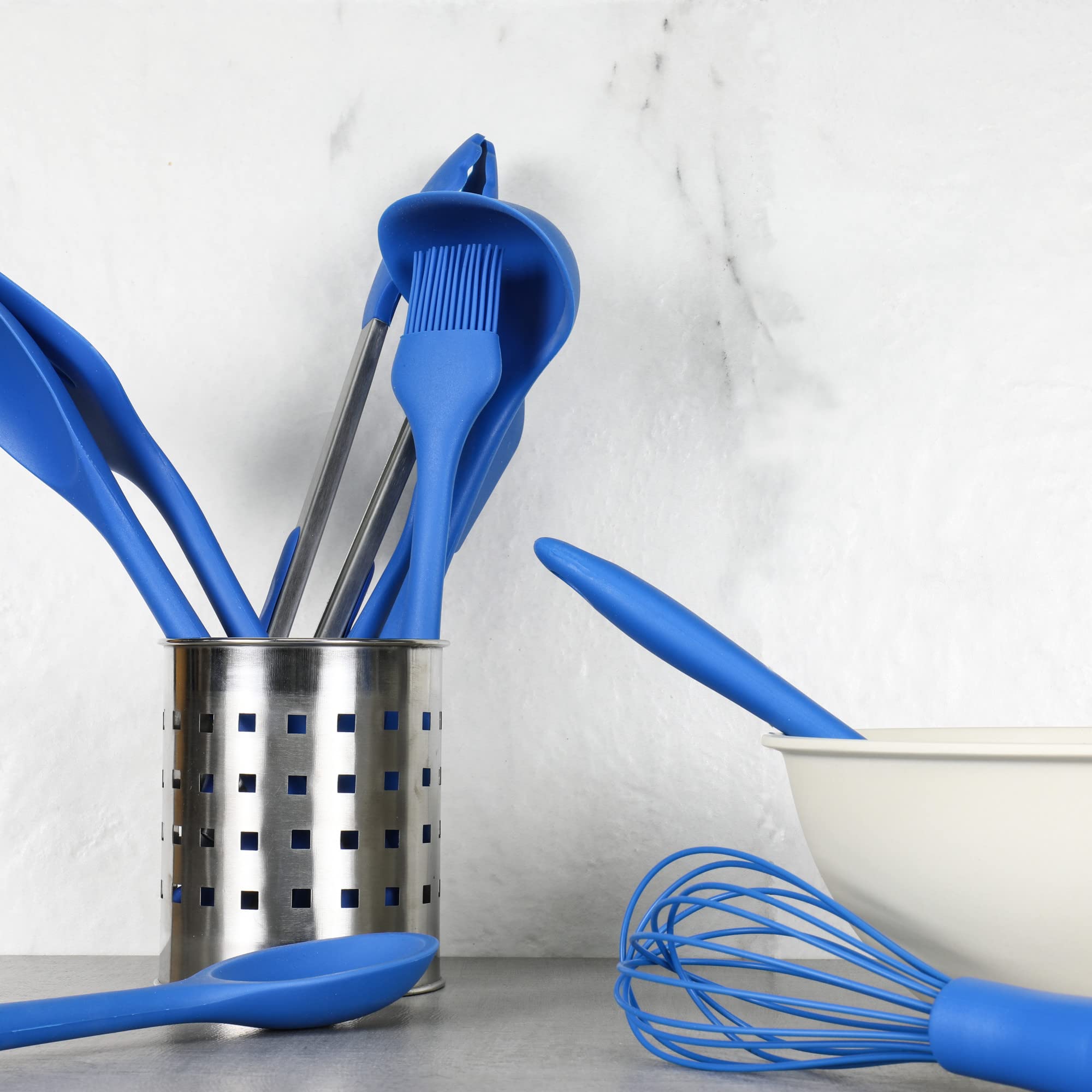 Chef Craft Premium Silicone Cooking Tongs, 12 Inch, Blue