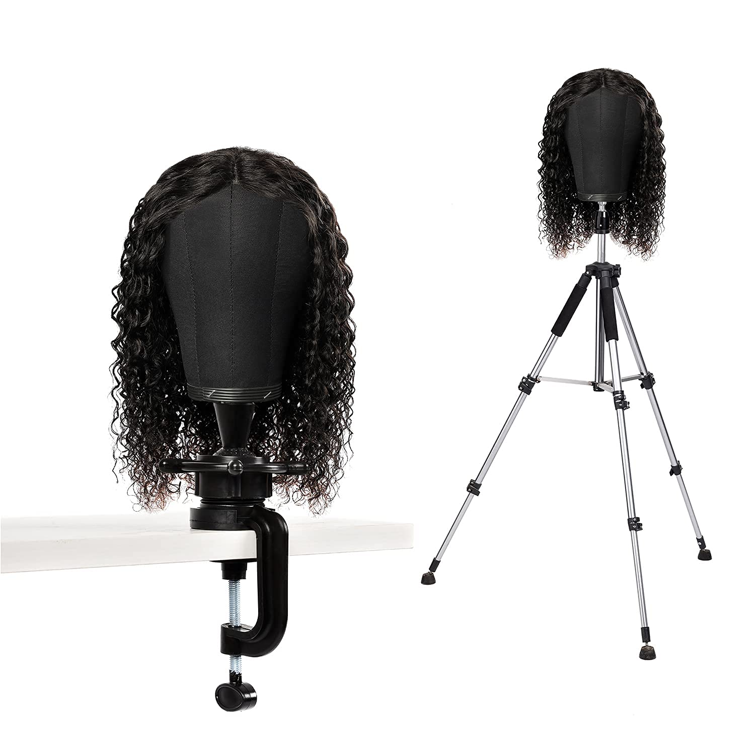 Zgcy 21 Inch Wig Head Cork Canvas Block Head Mannequin Head With Stand For Making Wigs (21-24Inch)