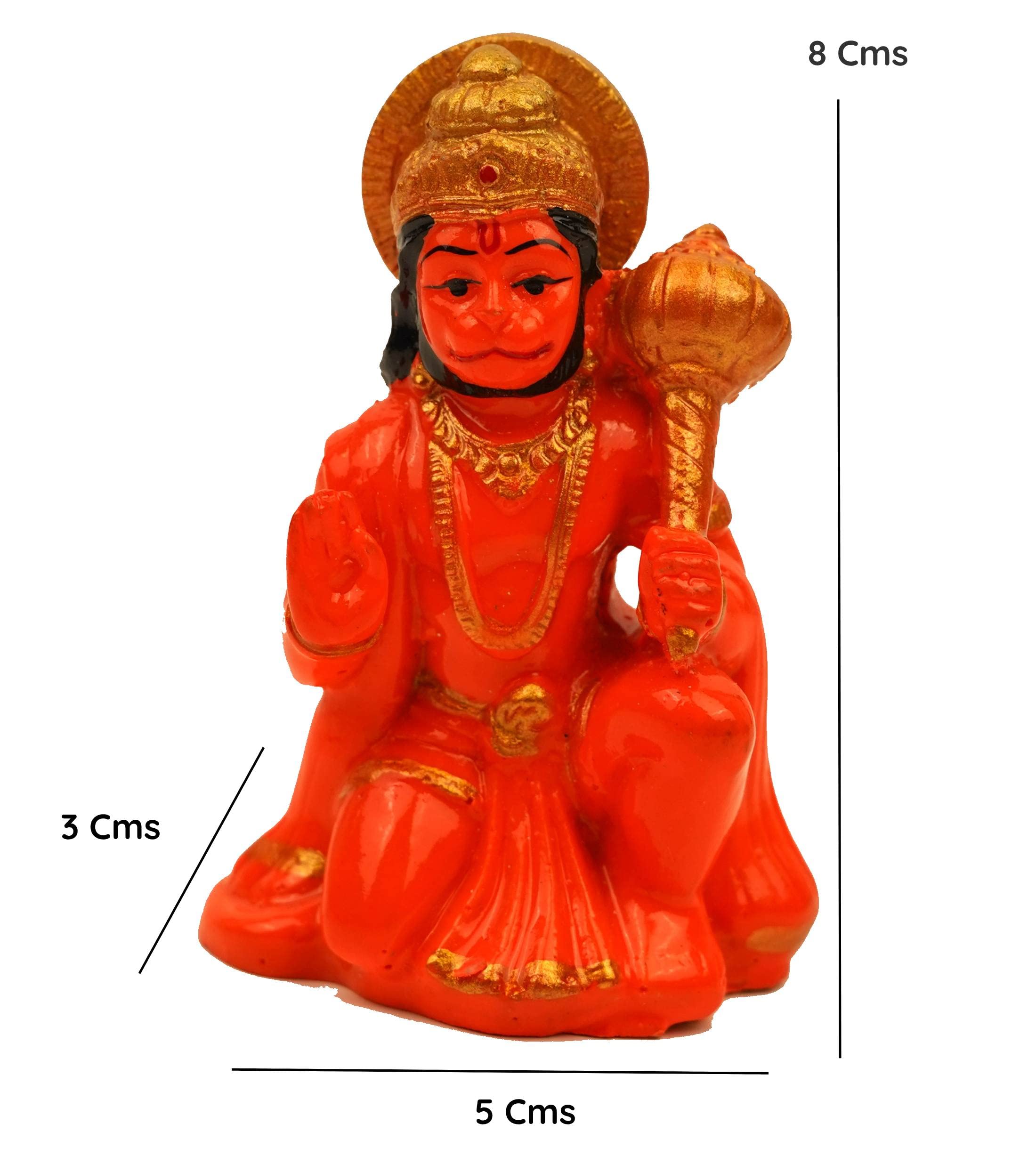 Servdharm Hanuman Ji Murti Idol Blessing with Gada Sitting Lord Balaji Bajrangbali Sankat Mochan Bhagwan Idol for Temple Car Das