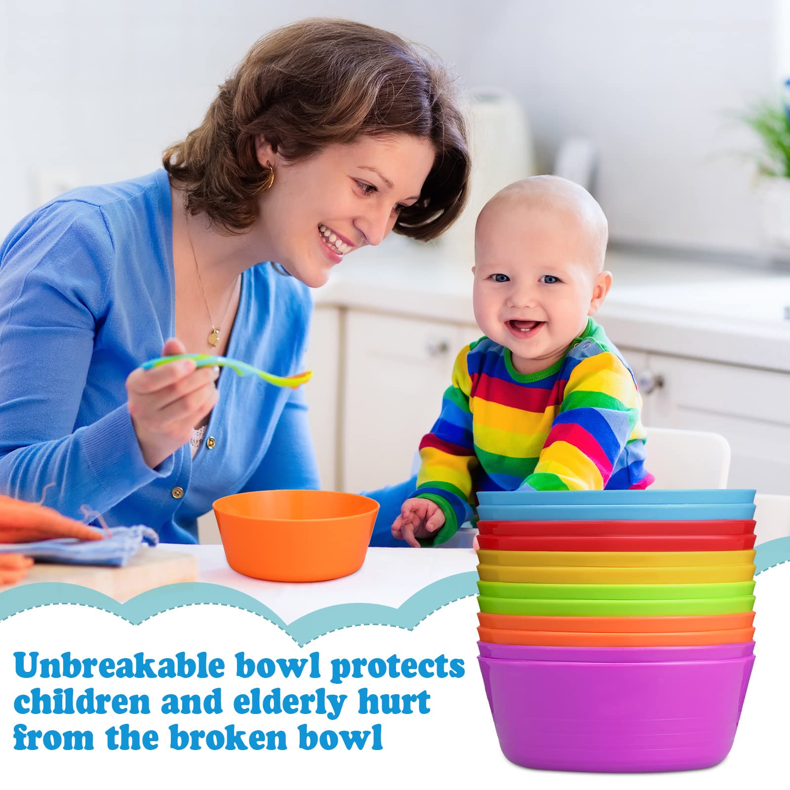 Foaincore Kids Plastic Bowls Plastic 10 Oz Cereal Bowls Snack Bowls Kids Bowls Microwave Dishwasher Safe Toddler Bowls Colorful