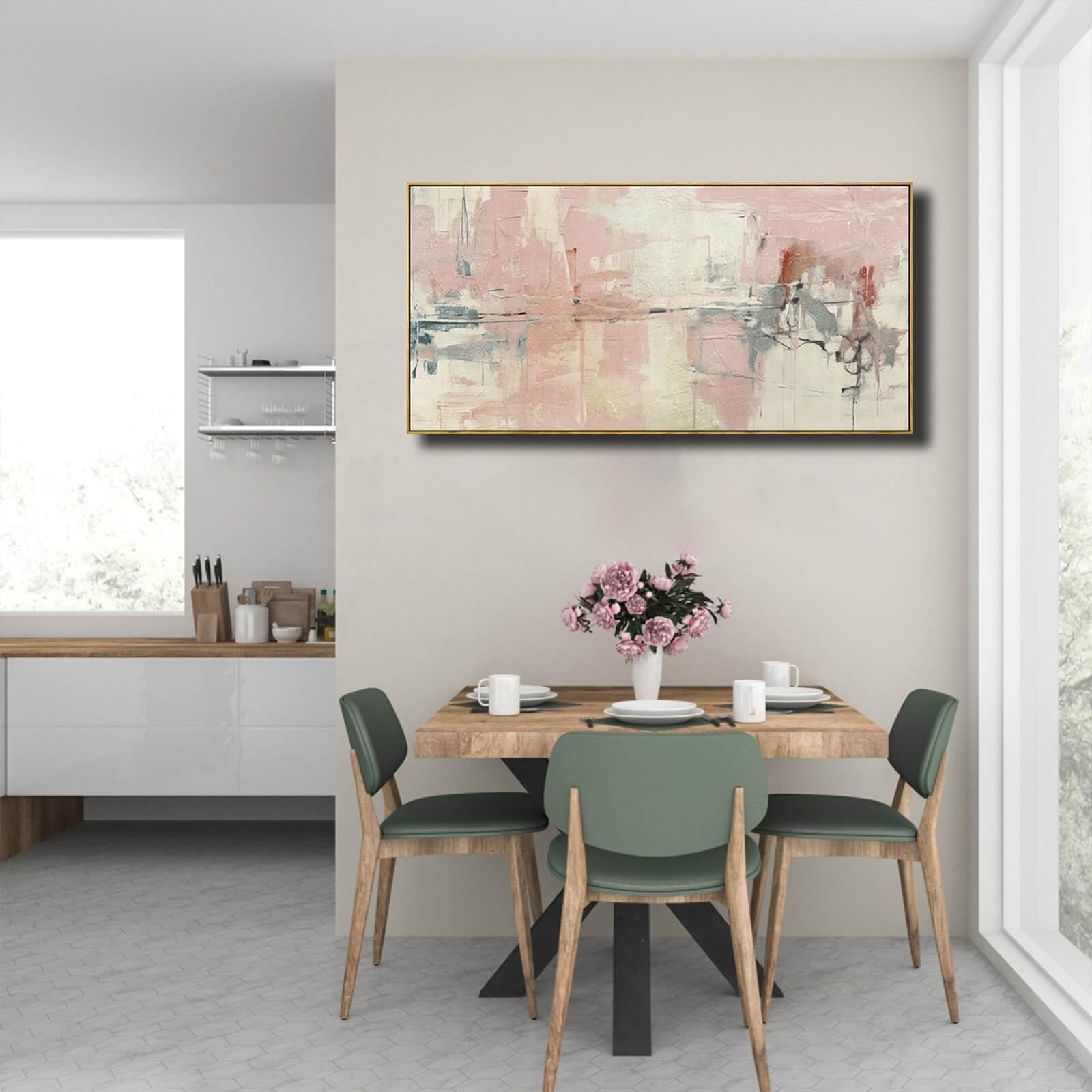 Pink Bedroom Canvas Wall Art Abstract Pink Wall Decor Pictures Artwork Framed Art Beige Wall Decorations Photo Pictures For Livi