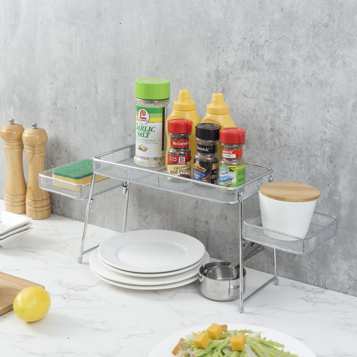 Mygift Chrome Plated Metal Over The Sink Organizer Shelf Rack, 3 Tiered Bathroom Or Kitchen Sink Storage Display Caddy