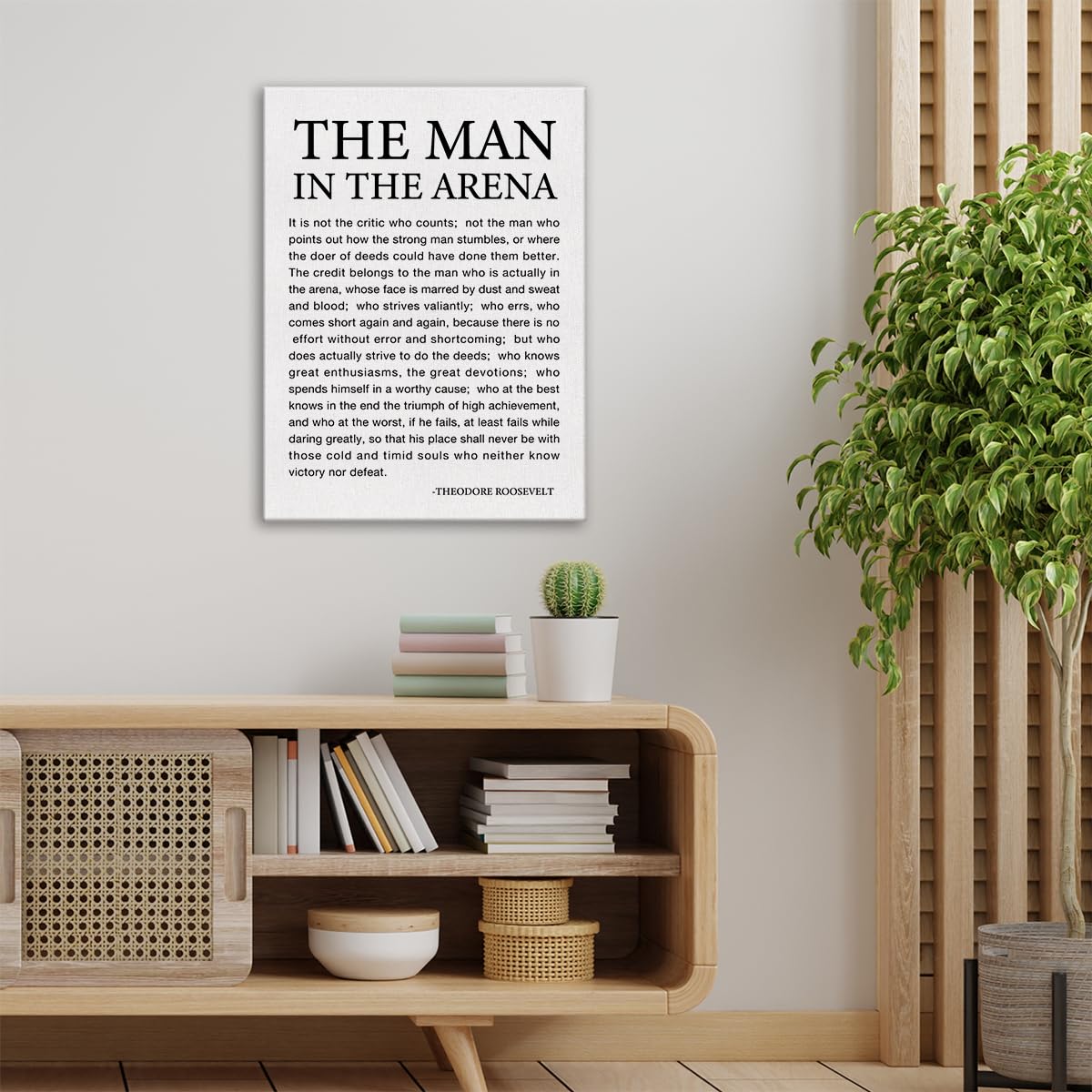 Zauly Inspirational Canvas Wall Art Motivational Quote Canvas Print Positive Theodore Roosevelt Speech Office Home Wall Decor Fr