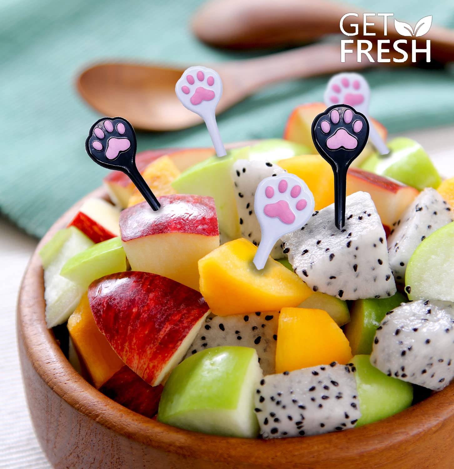 Get Fresh Animal Food Picks For Kids - 18-Pcs Cute Cat Food Picks Set For Toddlers Lunch Box Decoration - Fruit Bento Deco Child