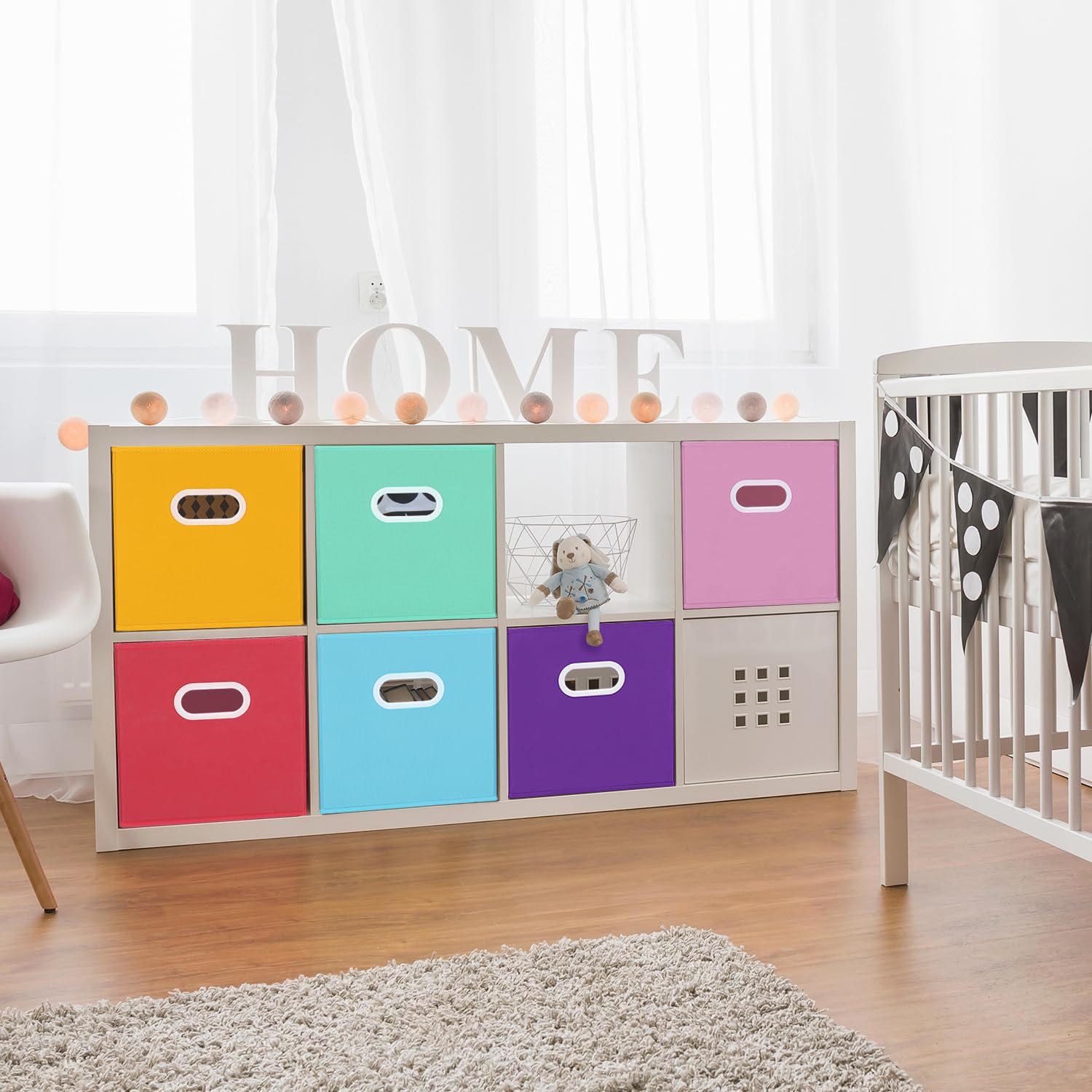 Maidmax Cloth Storage Bin With Dual Plastic Handles For Home Closet Nursery Drawers Organizers, Foldable, 6 Colors, 10.5  10.5