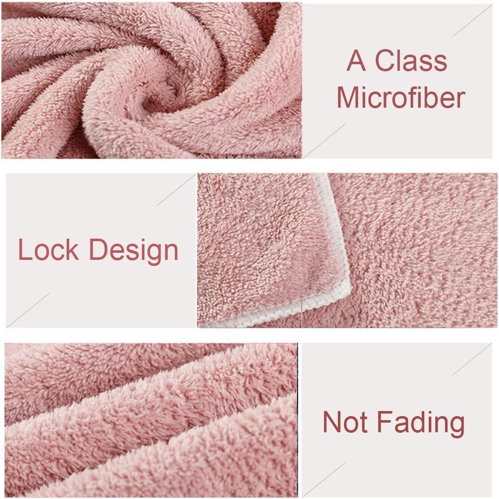 Jseng 2PC Microfiber Hair Drying Caps, Extrame Soft & Ultra Absorbent, Fast Drying Hair Turban Wrap Towels Thick Fluffy Shower C