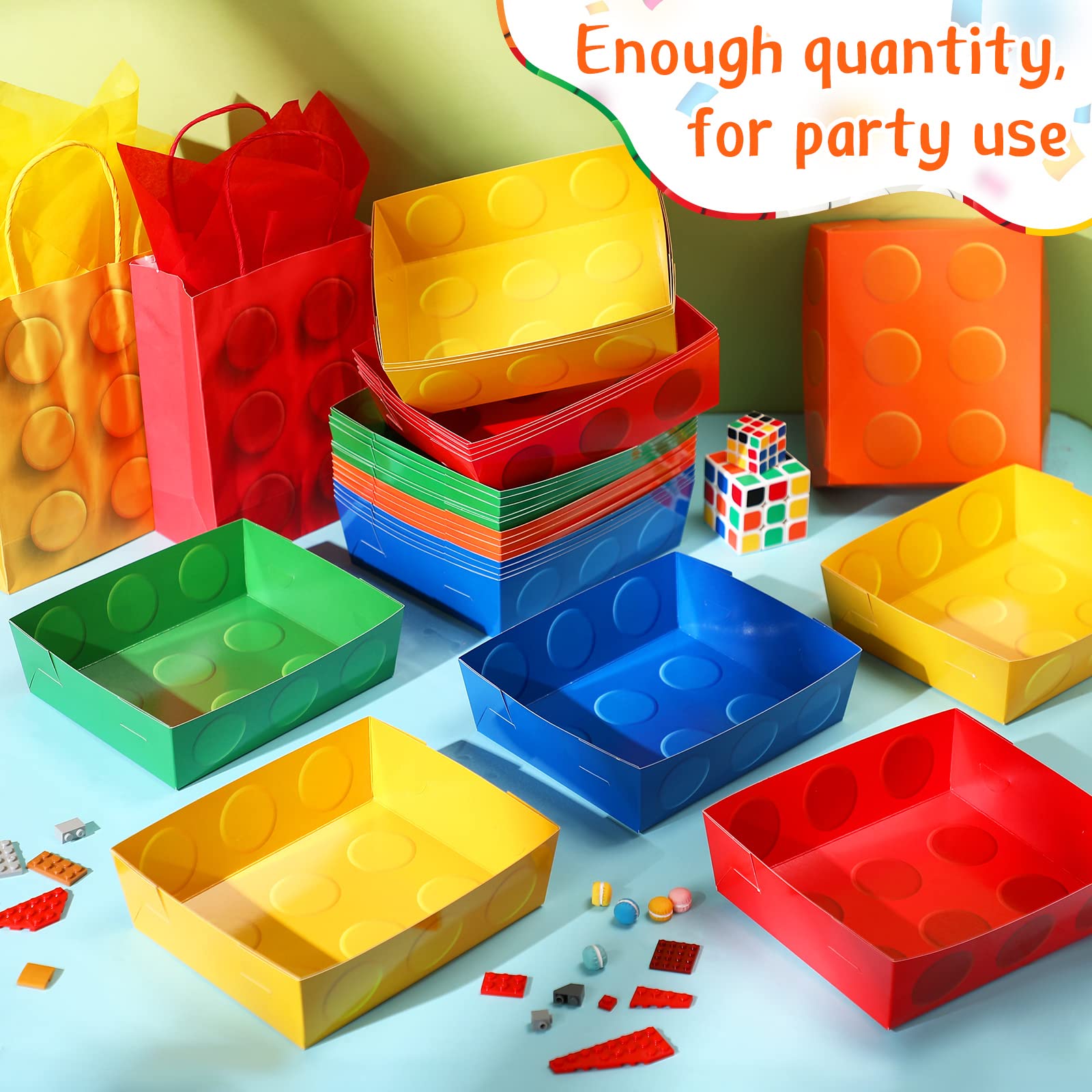 25 Pcs Building Block Party Favor 5 Lb Paper Food Trays Large Brick Theme Party Disposable Serving Tray Snack Trays For Food Bui