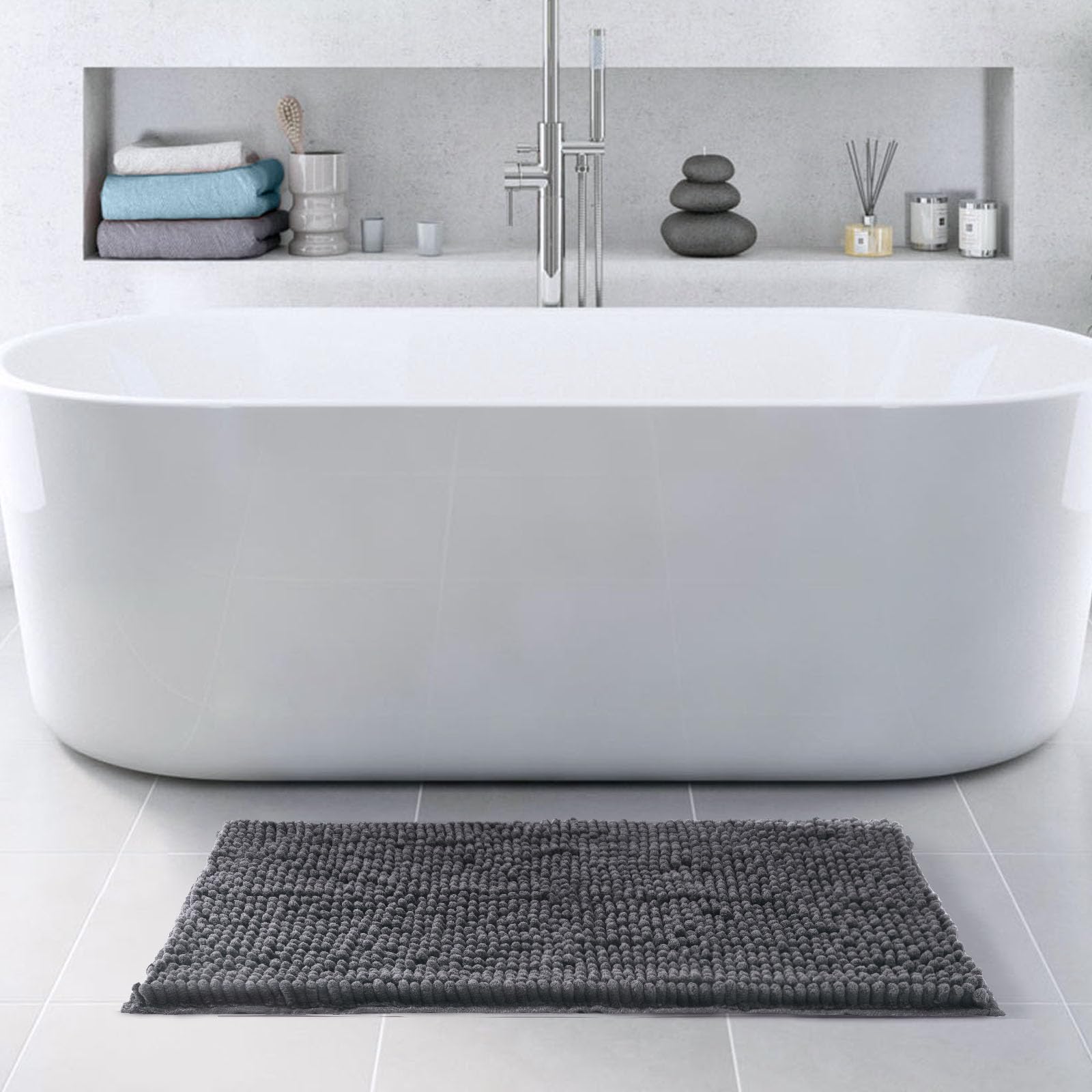 Freshmint Large Chenille Bathroom Rugs Mat 36   X24   , Non-Slip Bath Mat For Bathroom Floor & Bathtub, Washable Soft Shower Sha