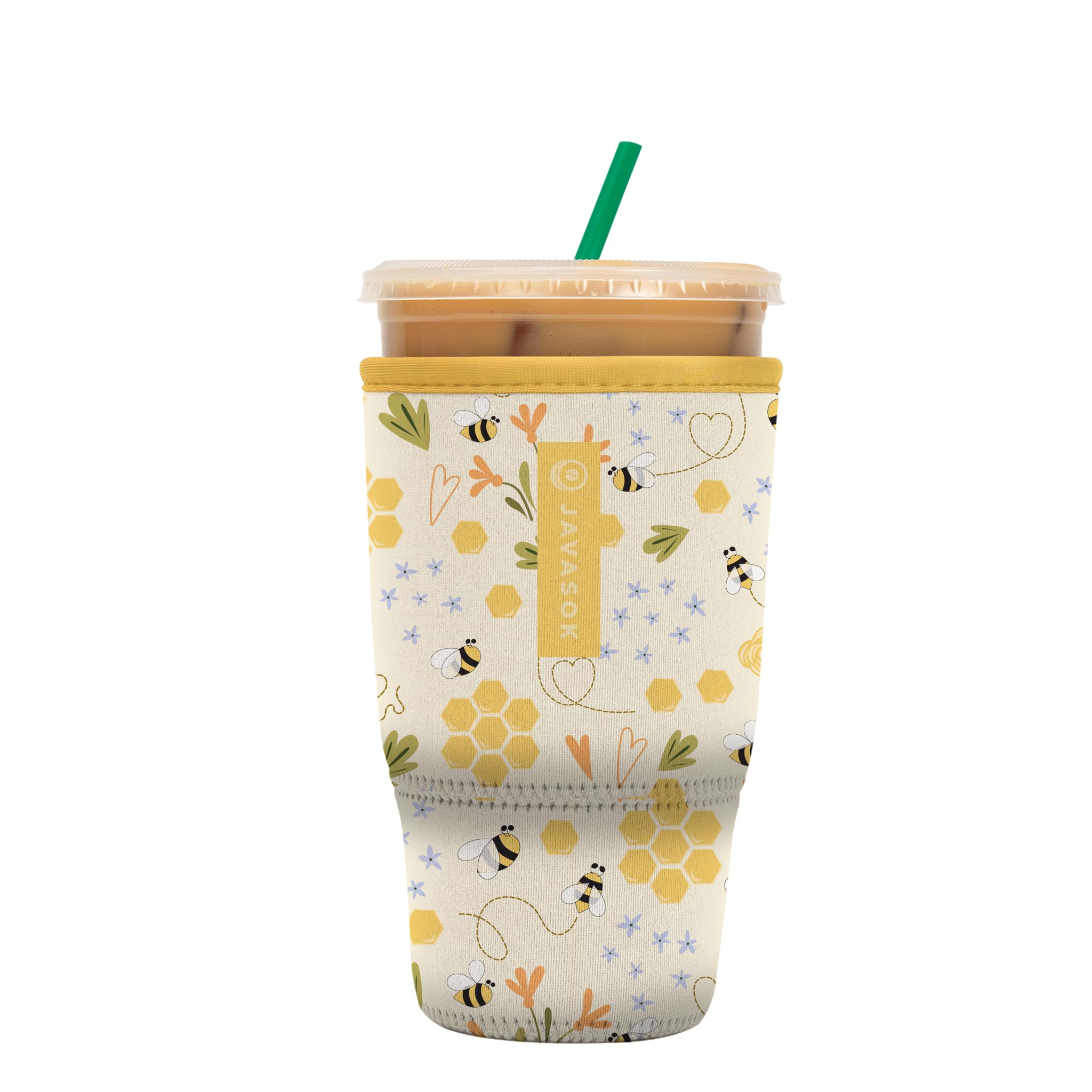 Sok It Java Sok Iced Coffee & Cold Soda Insulated Neoprene Cup Sleeve (Honeycomb Buzz, Large: 30-32oz)