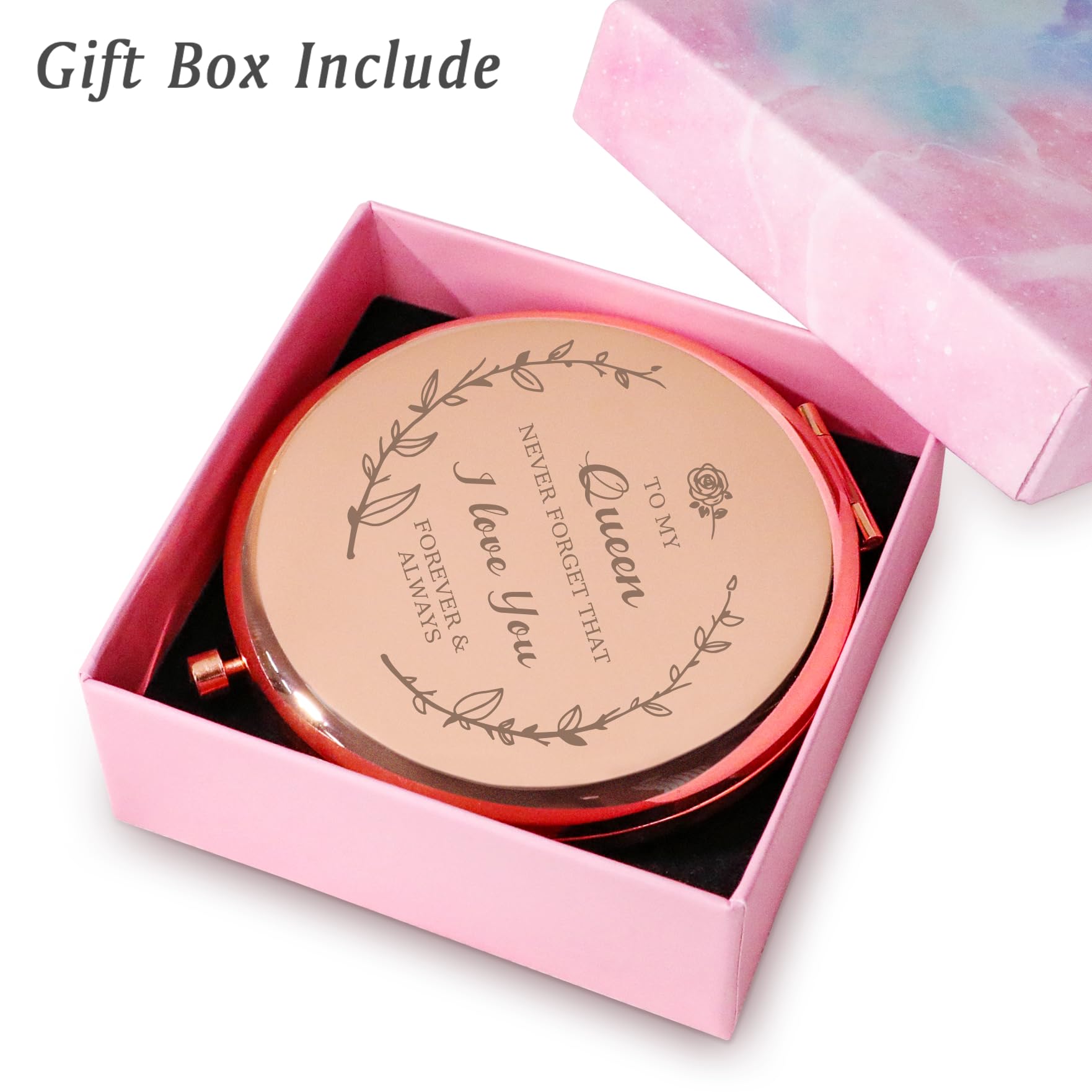 Coyoal Gifts For Women, I Love You Personalized Compact Mirror For Her Mom Wife Girlfriend, Sentimental Present For Valentines D