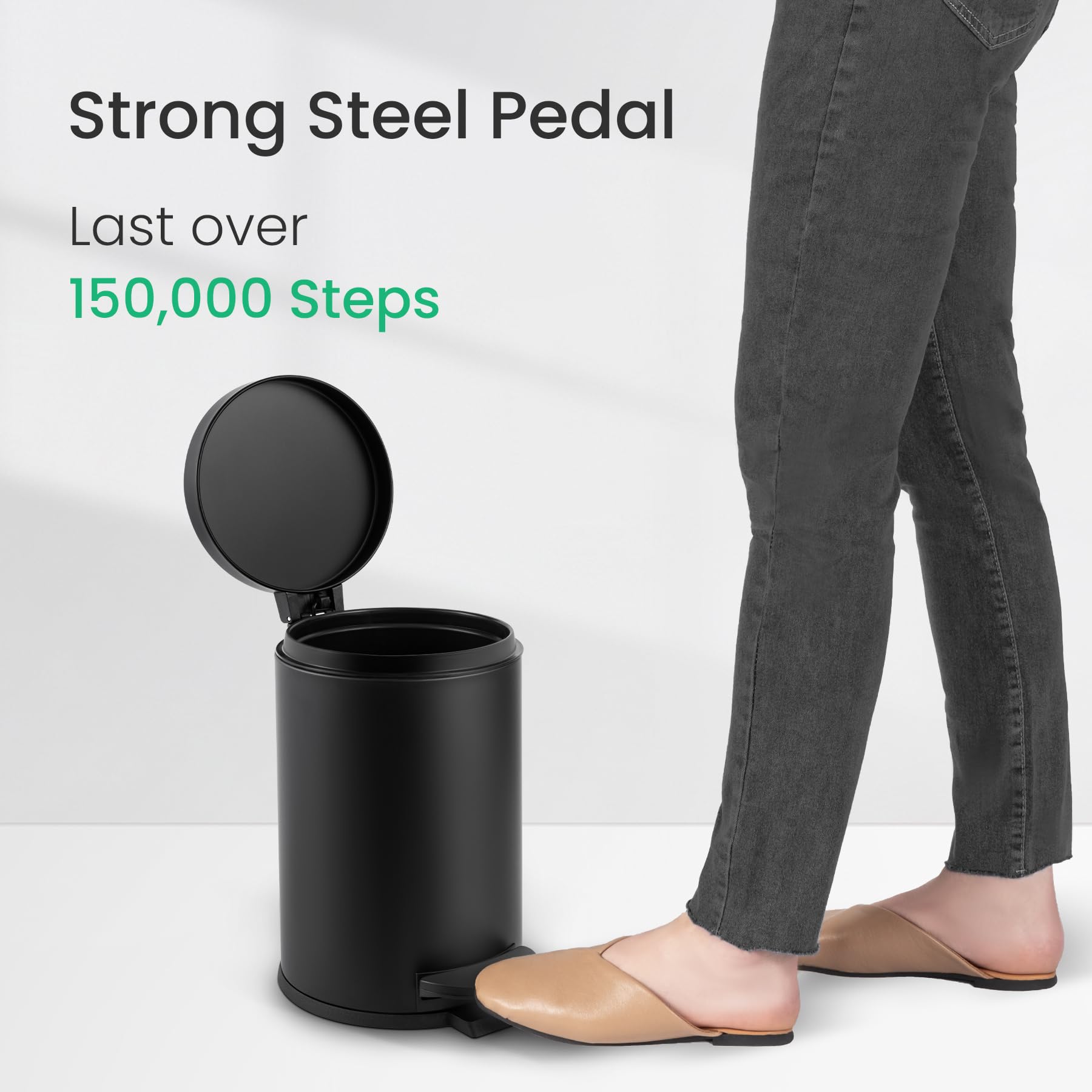 Cesun 1.2 Gallons Small Black Trash Can, Bathroom Garbage Can With Lid And Foot Pedal, Mini Round Wastebasket For Bathroom, Bedr