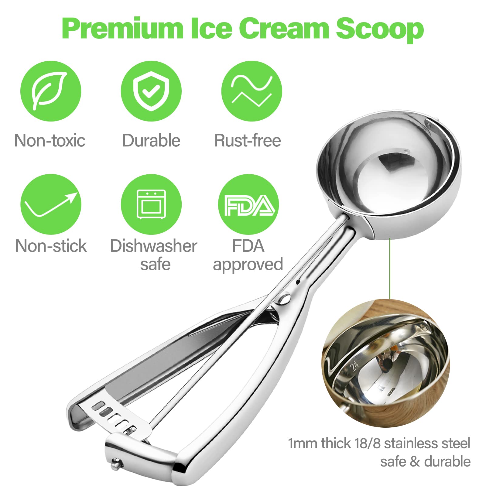 Cookie Scoop Include 1 Tbsp / 2 Tbsp / 3 Tbsp - 3 Pcs Cookie Scoops For Baking - Heavy Duty Cookie Dough Scoop, Ice Cream Scoop