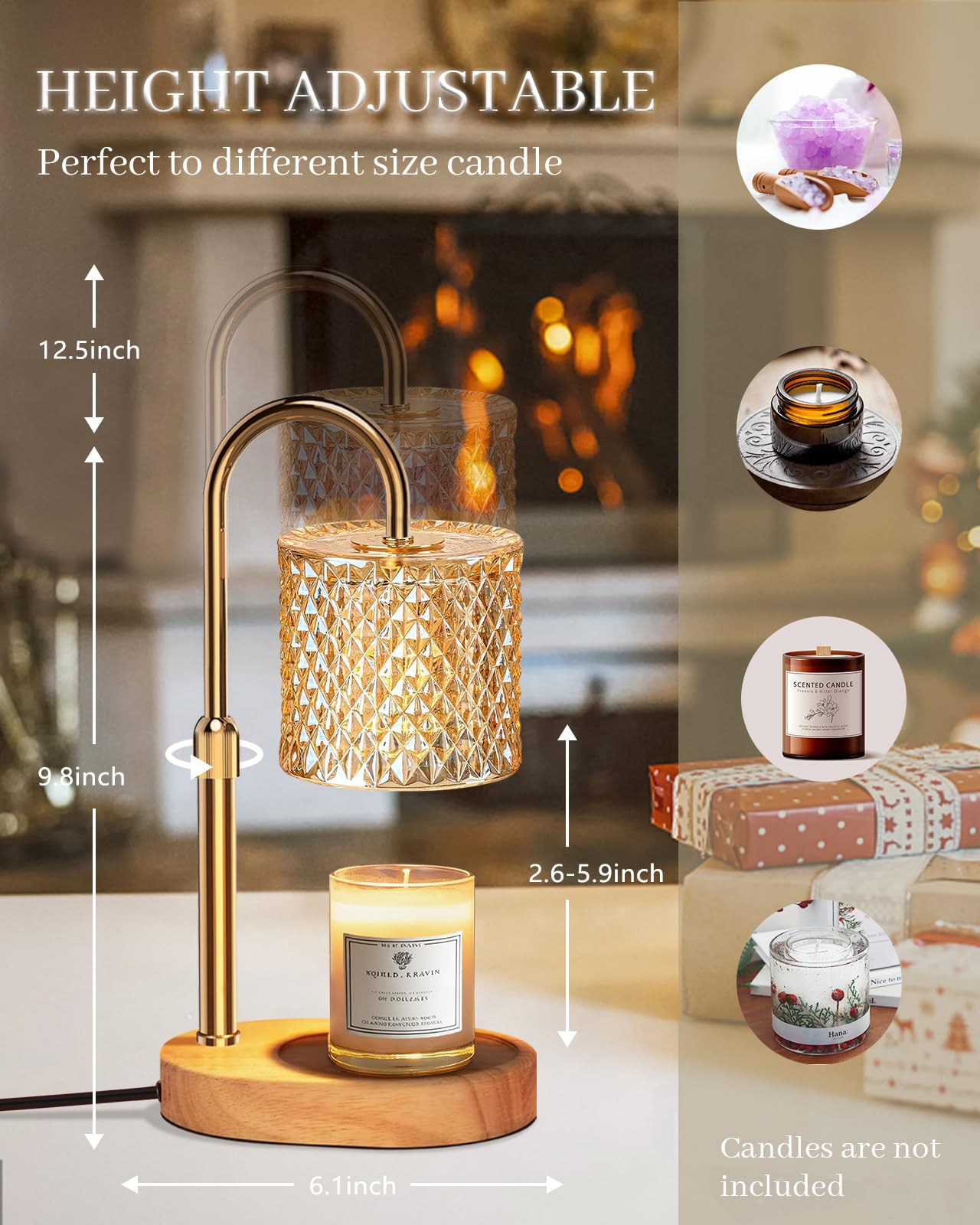 Engpure Candle Warmer Lamp with Timer & Dimmable - Elegant Wax Melter for Jar Candles, Auto-Off 2H/4H/8H Housewarming & Birthday