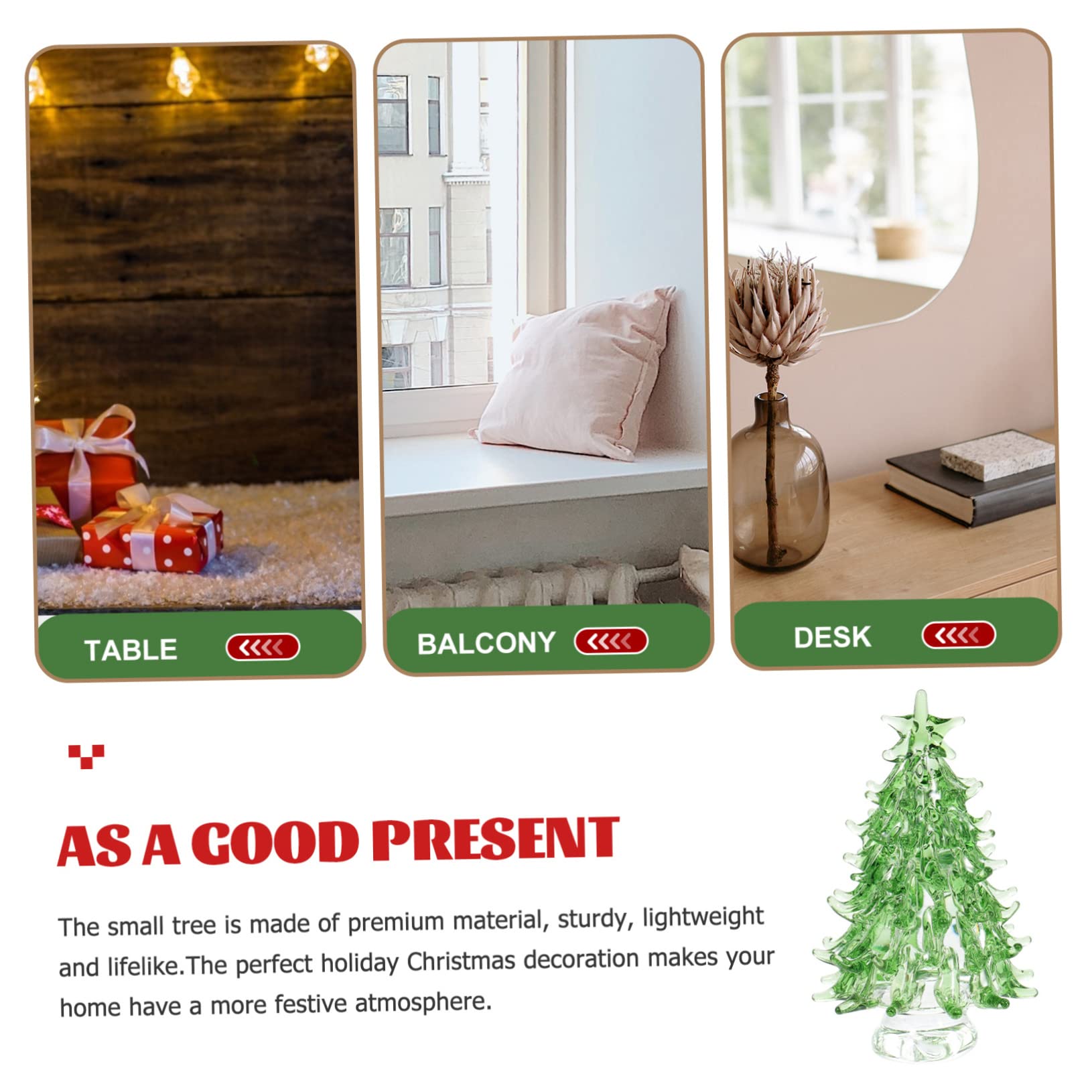 FONDOTIN Mini Christmas Tree Figurine Crystal Desktop Decor for Holiday Cheer Lighted Christmas Tree Design for Festive Decorati