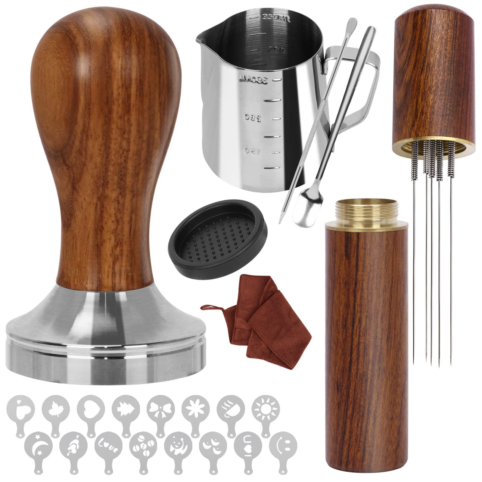 Y-Step 23 Pcs Coffee Tamper Set, Espresso Accessories Kit Barista Kit, With Espresso Tamper 51Mm, Coffee Stirrer, Frothing Pitch