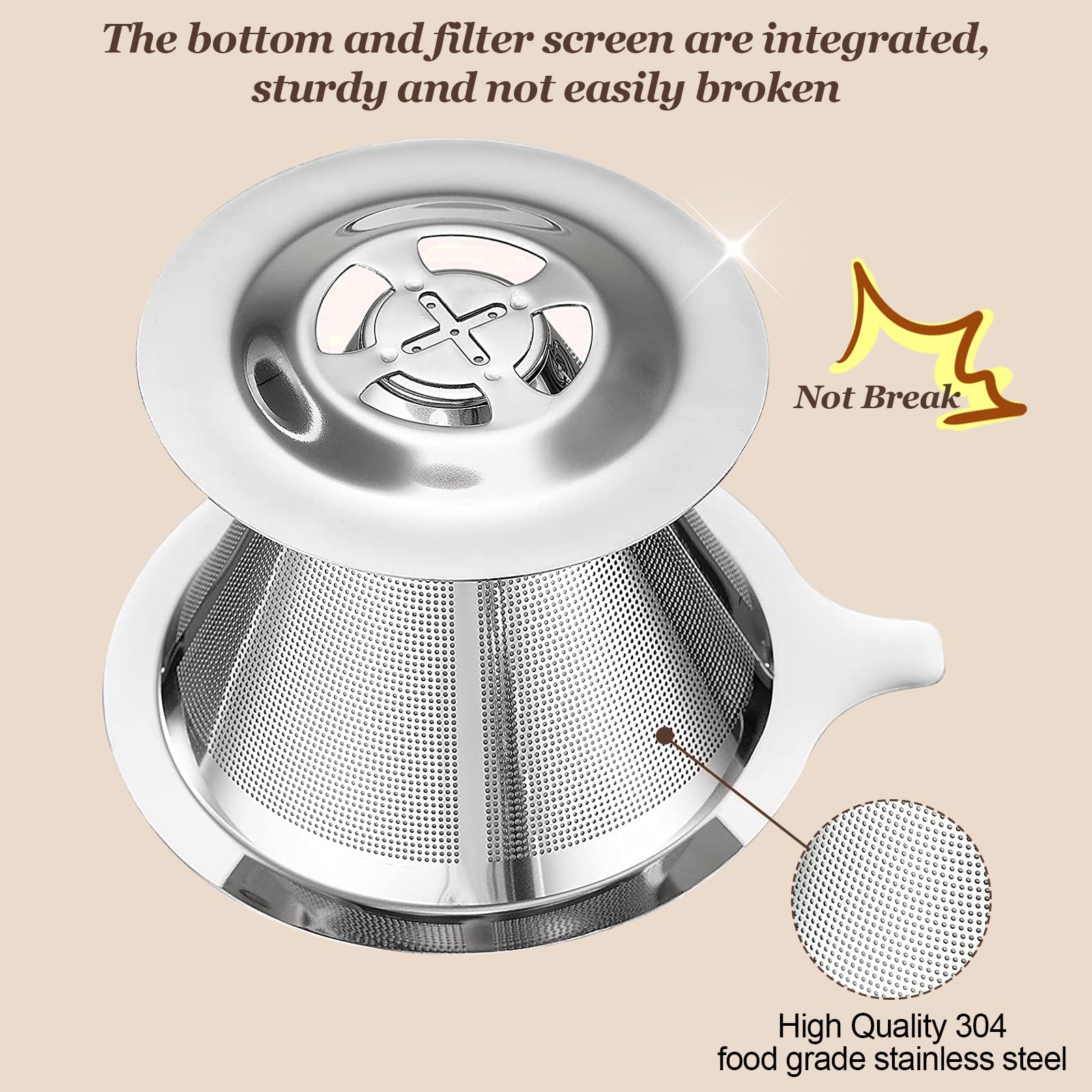 Pour Over Coffee Dripper, Slow Drip Paperless Coffee Filter, Pour Over Coffee Maker For 1-2Cups Brew, Double Mesh Design Of Manu