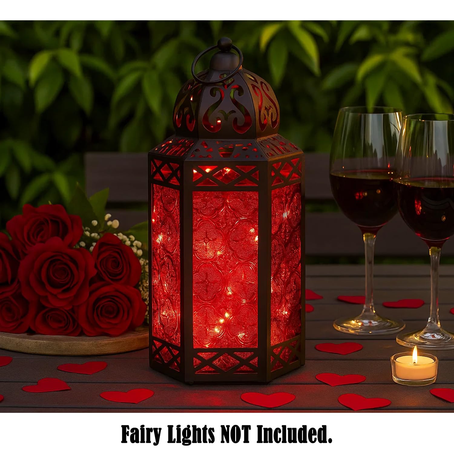 VELA LANTERNS 12 Large Black Metal Decorative Moroccan Lantern Candle Holder Lamp - Indoor/Outdoor, Home Decor, Patio, Weddings,