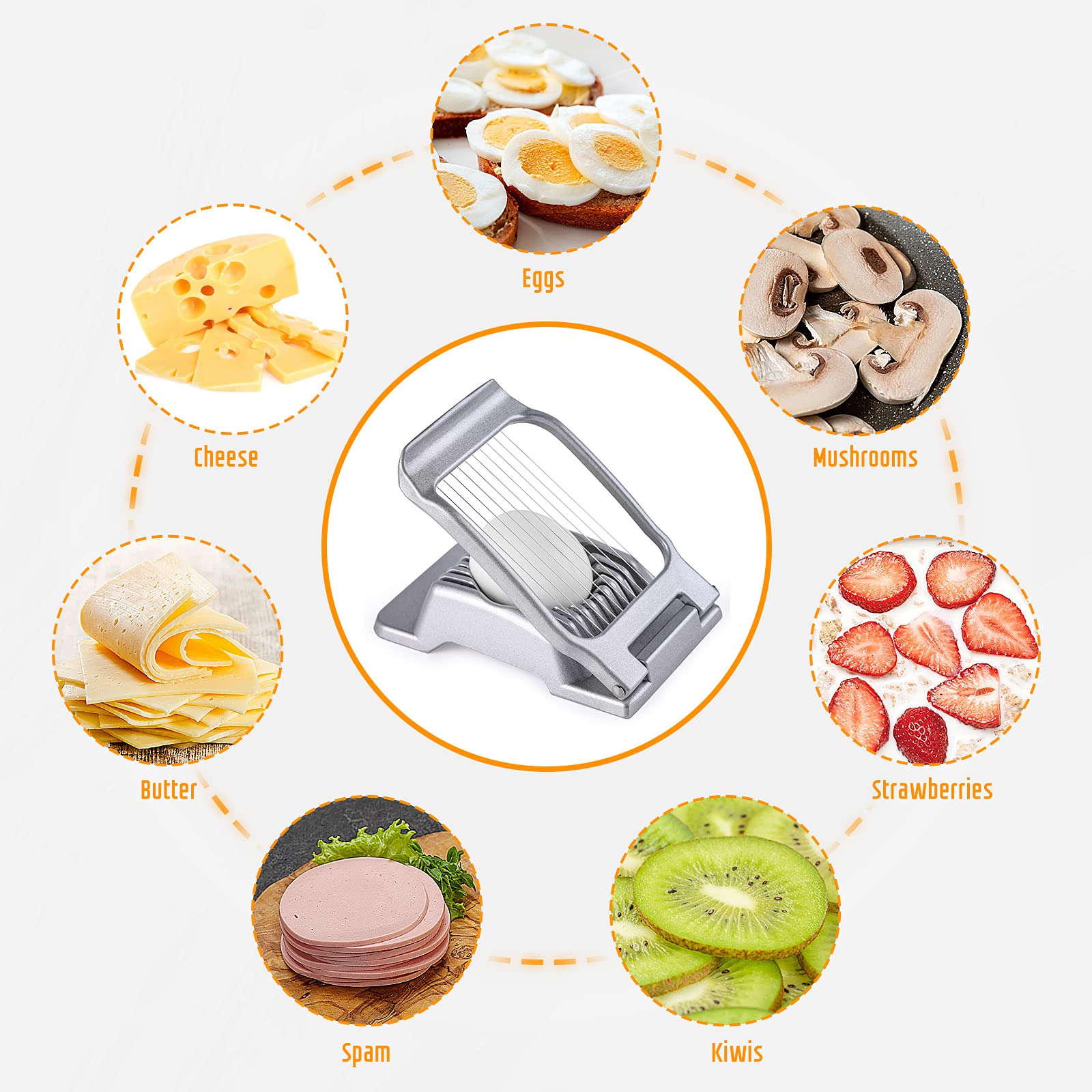 Yuzxaun Egg Slicer For Hard Boiled Eggs, Stainless Steel Wire, Heavy Duty Aluminium Egg Cutter Dishwasher Safe For Egg Strawberr