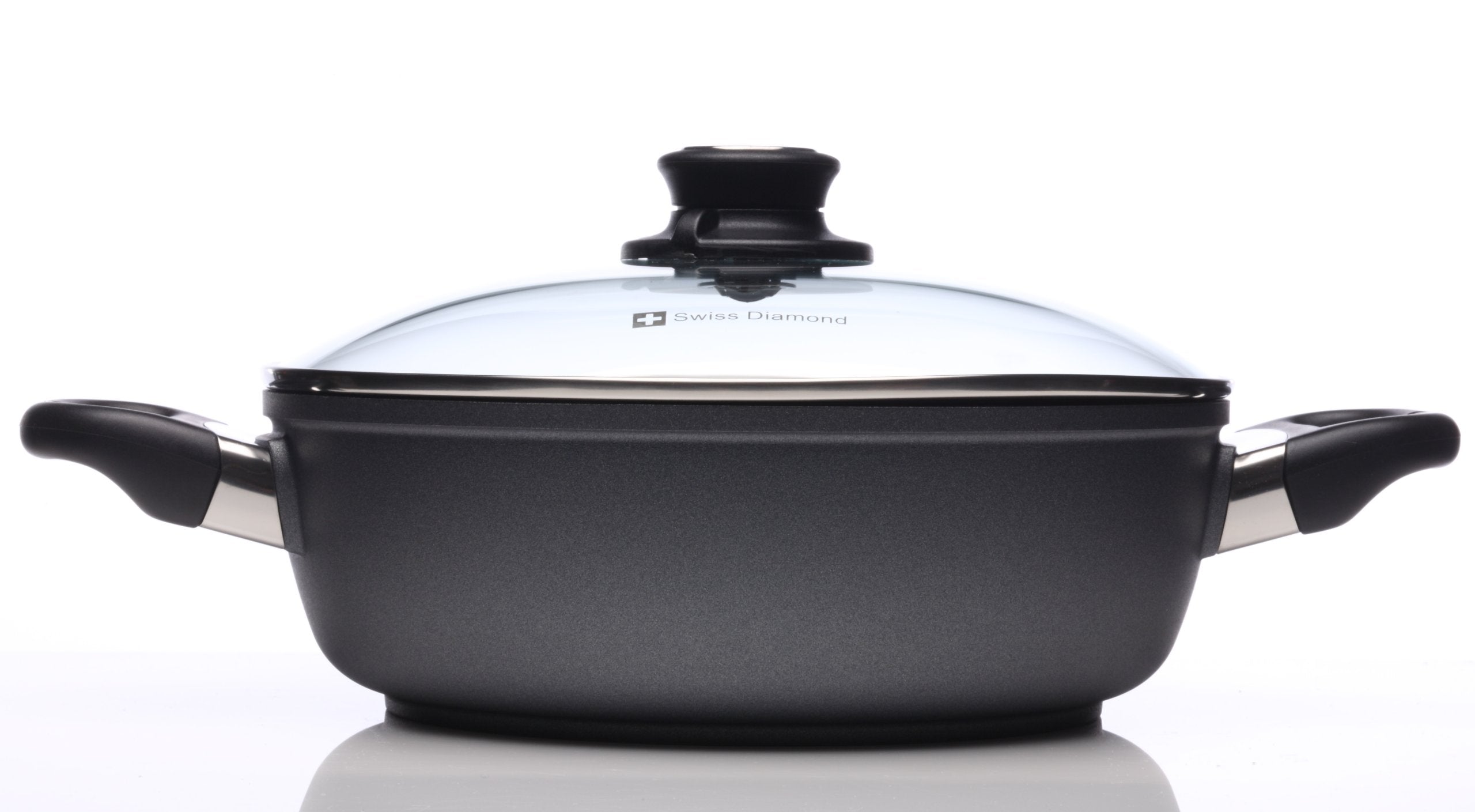 Swiss Diamond 9.5'' 3.2Qt Casserole Pan Hd Nonstick Diamond Coated Aluminum Casserole Pan W/Lid Pfoa Free, Dishwasher/Oven Safe