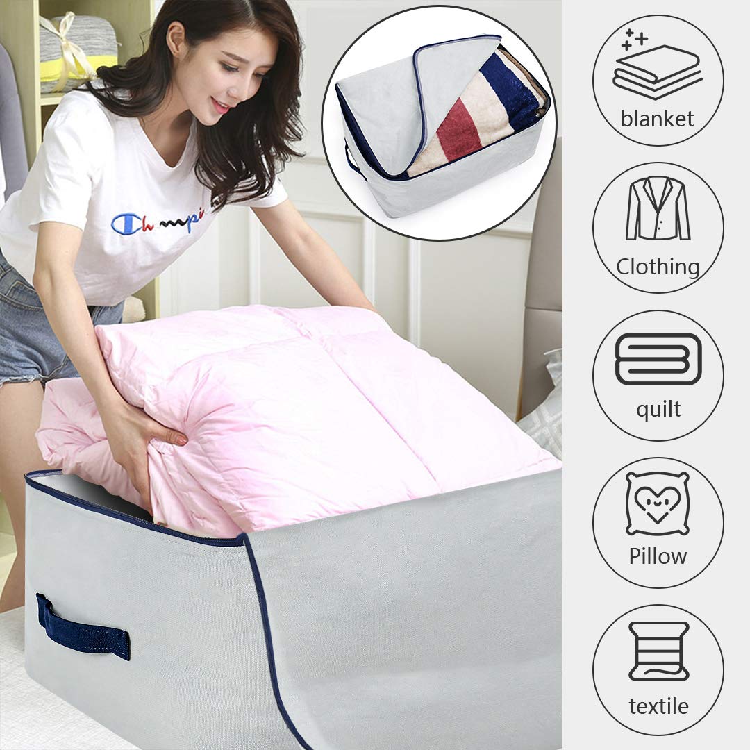 Large Canvas Soft Bedding, Garment Storage Organizer Bag For Wardrobe, Oversize Breathable Soft Bags For Queen/King Size Blanket