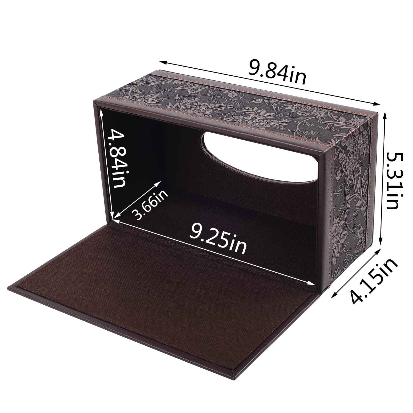 Antique PU Leather Tissue Box Holder Cover Rectangular Napkin Case Dispenser Home Office Car Tissue Holder with Magnetic Bottom Facial Tissue Organizer (Retro)