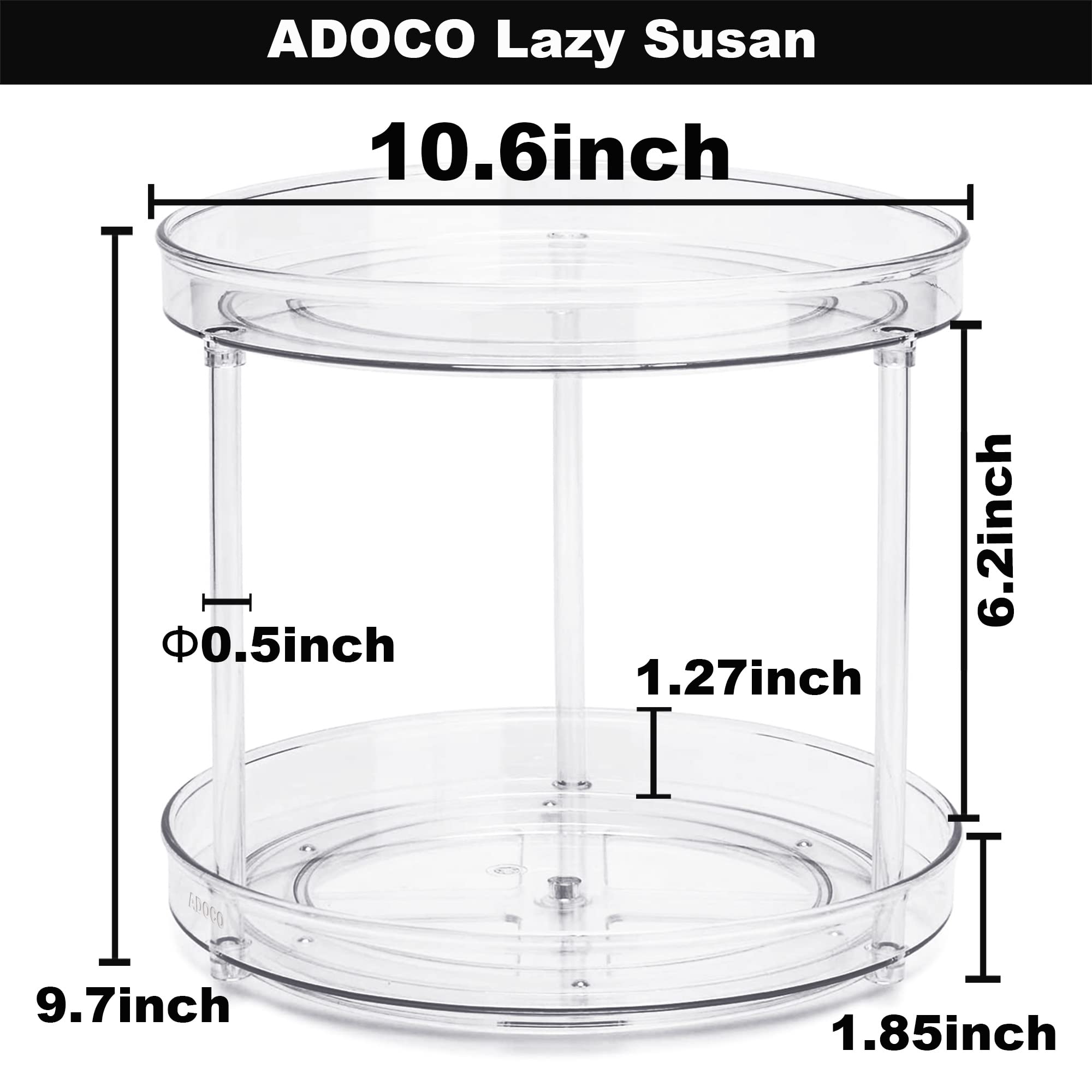 2 Tier Lazy Susan Organizer  10.6 Inch Clear Makeup Organizer Skincare Organizers  Bathroom Organizer Countertop Perfume Organizer- Make Up Organizers and Storage