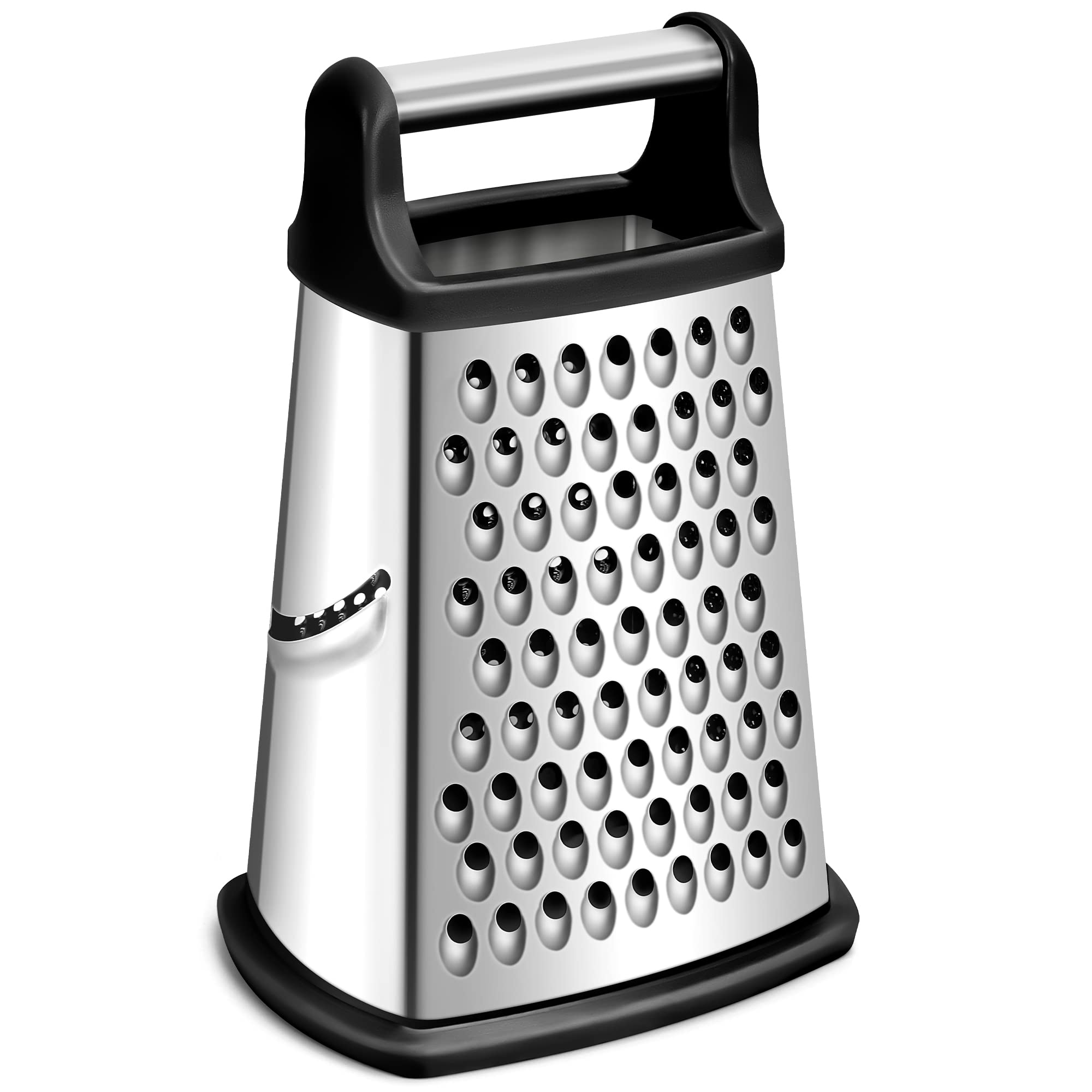 Rainspire Professional Box Grater, Cheese Grater Box For Kitchen Stainless Steel With 4 Sides, Cheese And Spice Graters With Han
