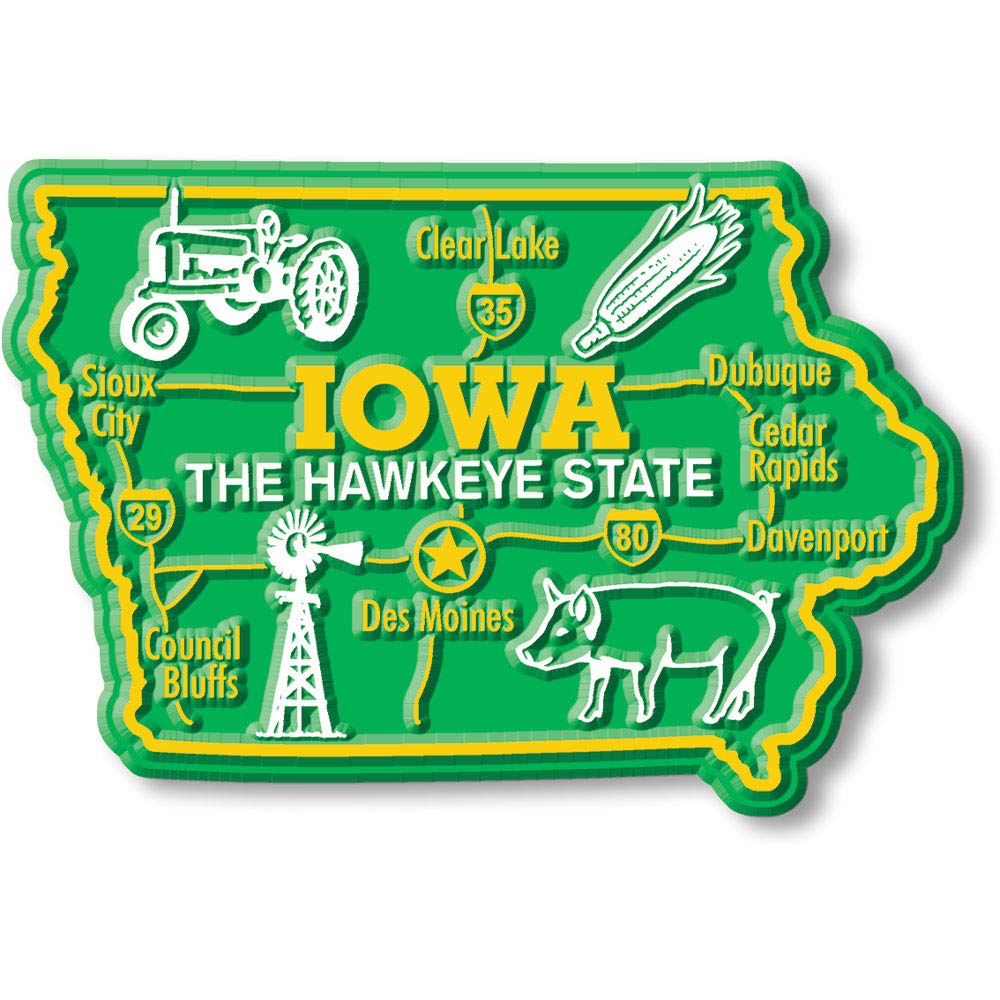 Iowa Giant State Magnet By Classic Magnets, 3.7'' X 2.5'', Collectible Souvenirs Made In The Usa