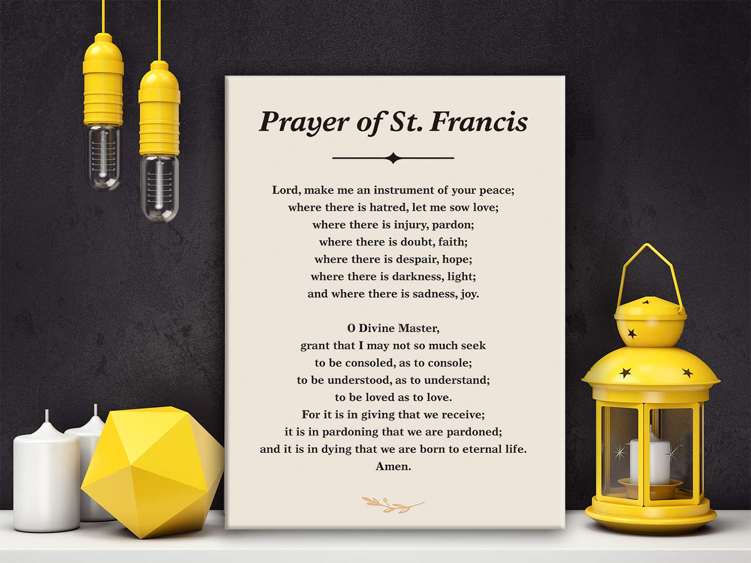 Inspirational Prayer Of St. Francis Quote Saint Francis Peace Prayer Poster Canvas Wall Art Painting Ready To Hang For Homebedro