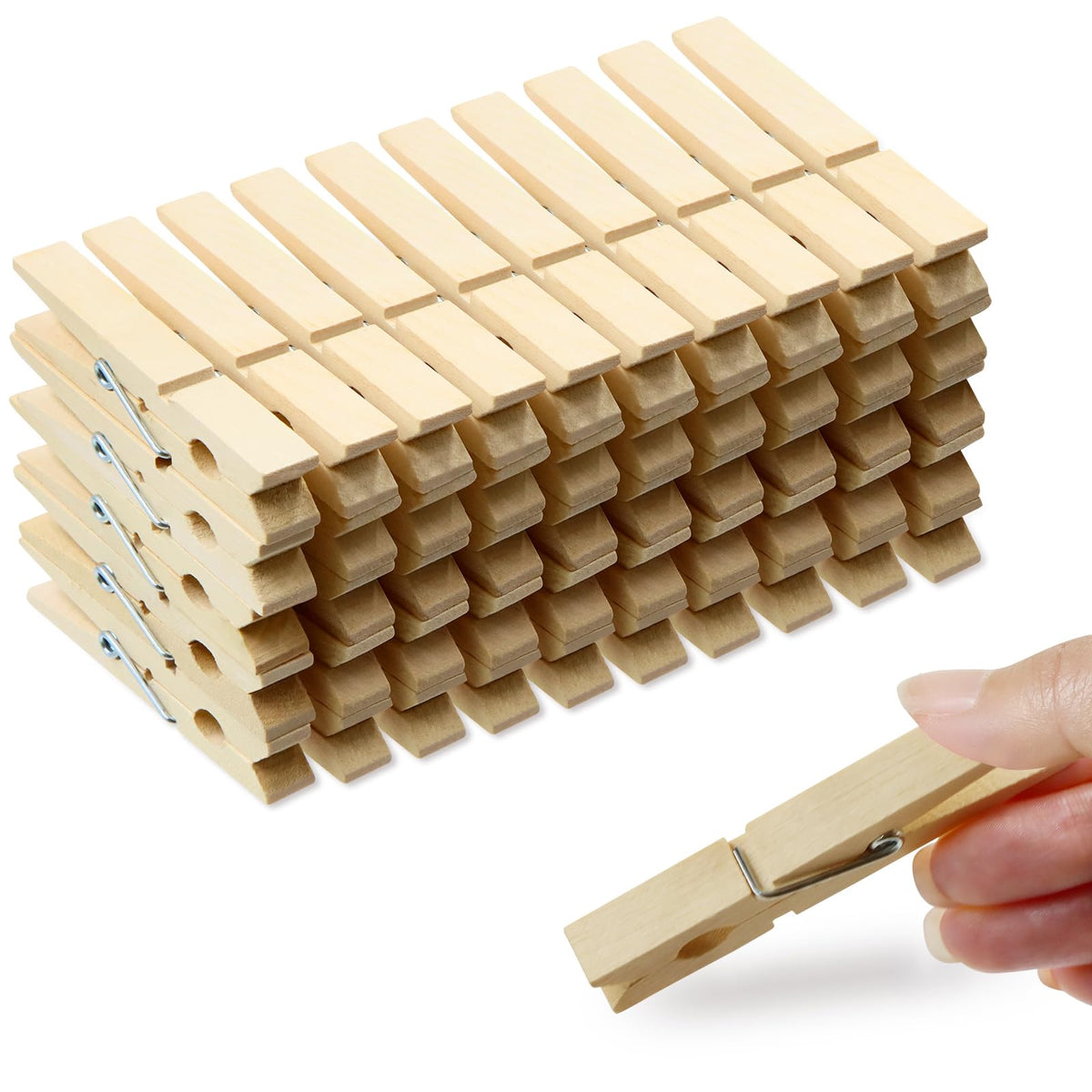 (Pack Of 50) Wooden Clothespins About 2-7/8'' Long