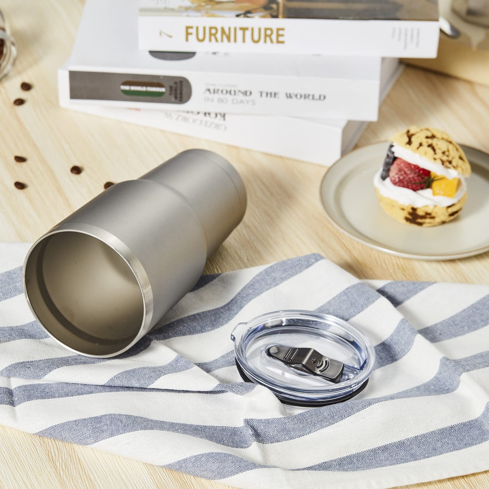 COMOOO 30oz Stainless Steel Tumbler with Lid Insulated Tumbler Coffee Cup Durable Double Wall Vacuum Travel Coffee Mug Thermal for Hot and Cold Drinks (Grey  1 Pack)