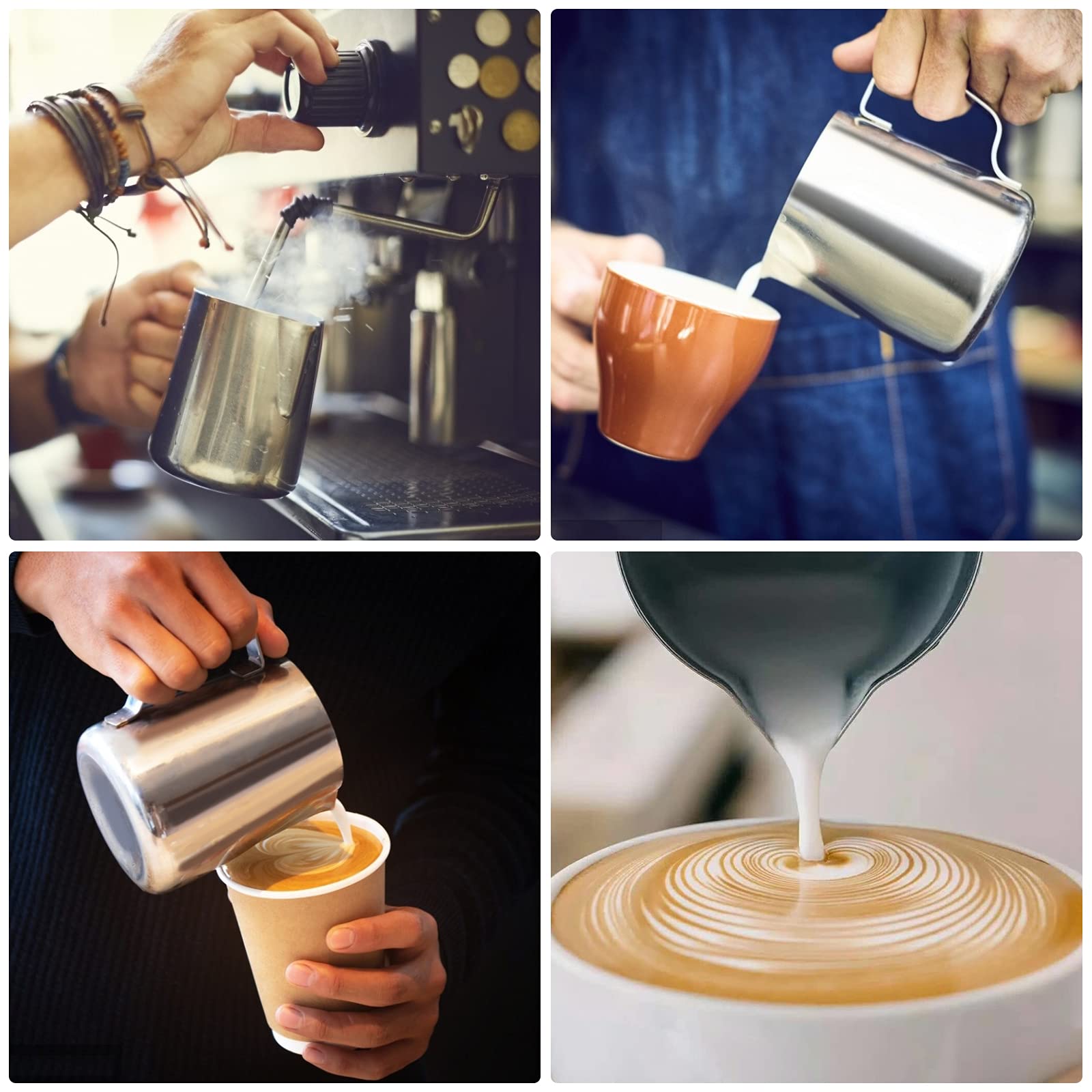 Milk Frothing Pitcher 20Oz(600Ml)Stainless Steel Steaming Pitchers For Espresso Machine Milk Coffee Cappuccino Latte Art Milk Ju