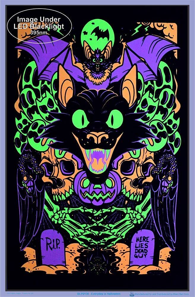 Every Day Is Halloween Blacklight Poster - Authentic Blacklight-Reactive Flocked Material - 23'' X 35''