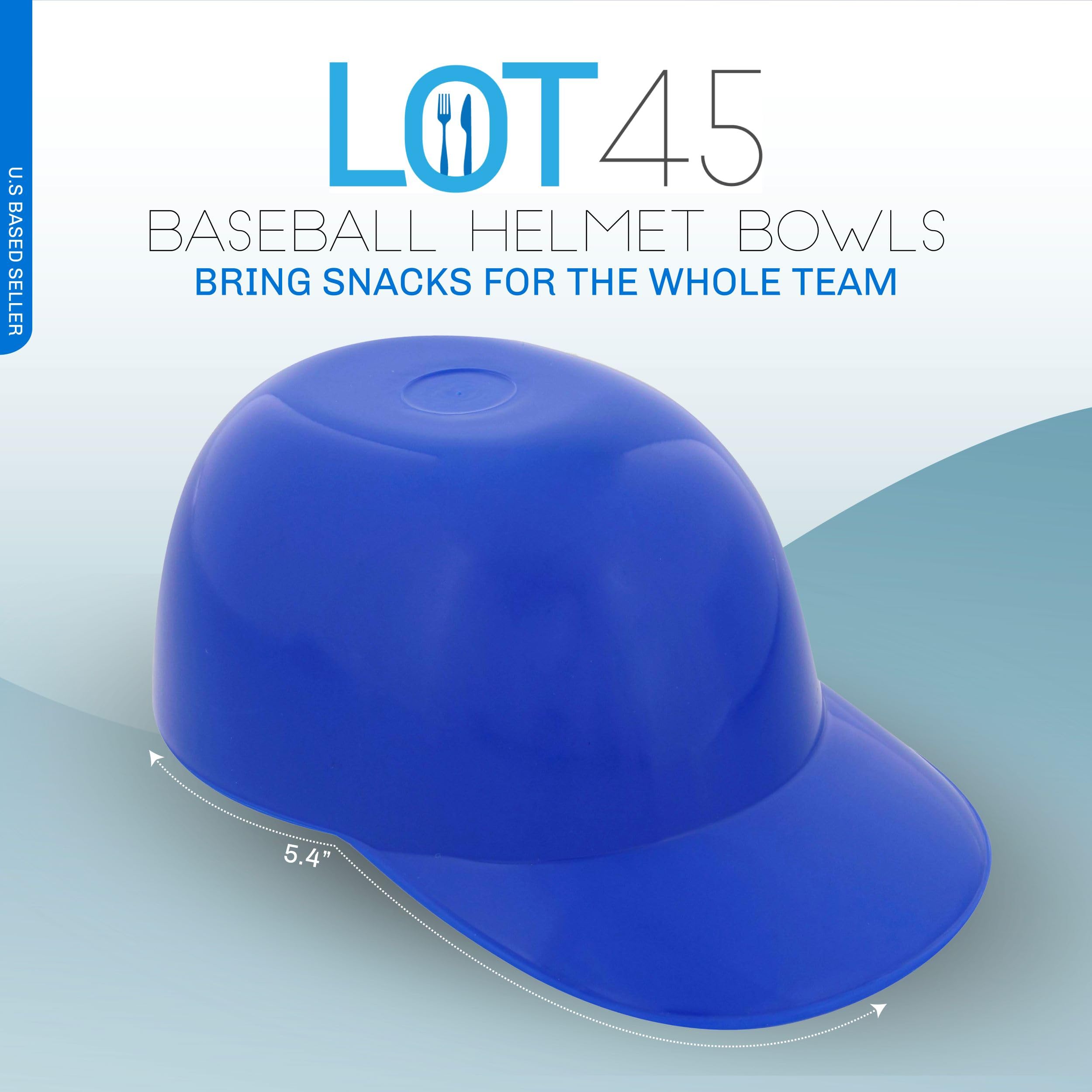 Lot45 Mini Baseball Helmet Ice Cream Snack Bowls - 12Pc 8Oz Blue Baseball Snacks Mini Dessert Cups For Party And Games