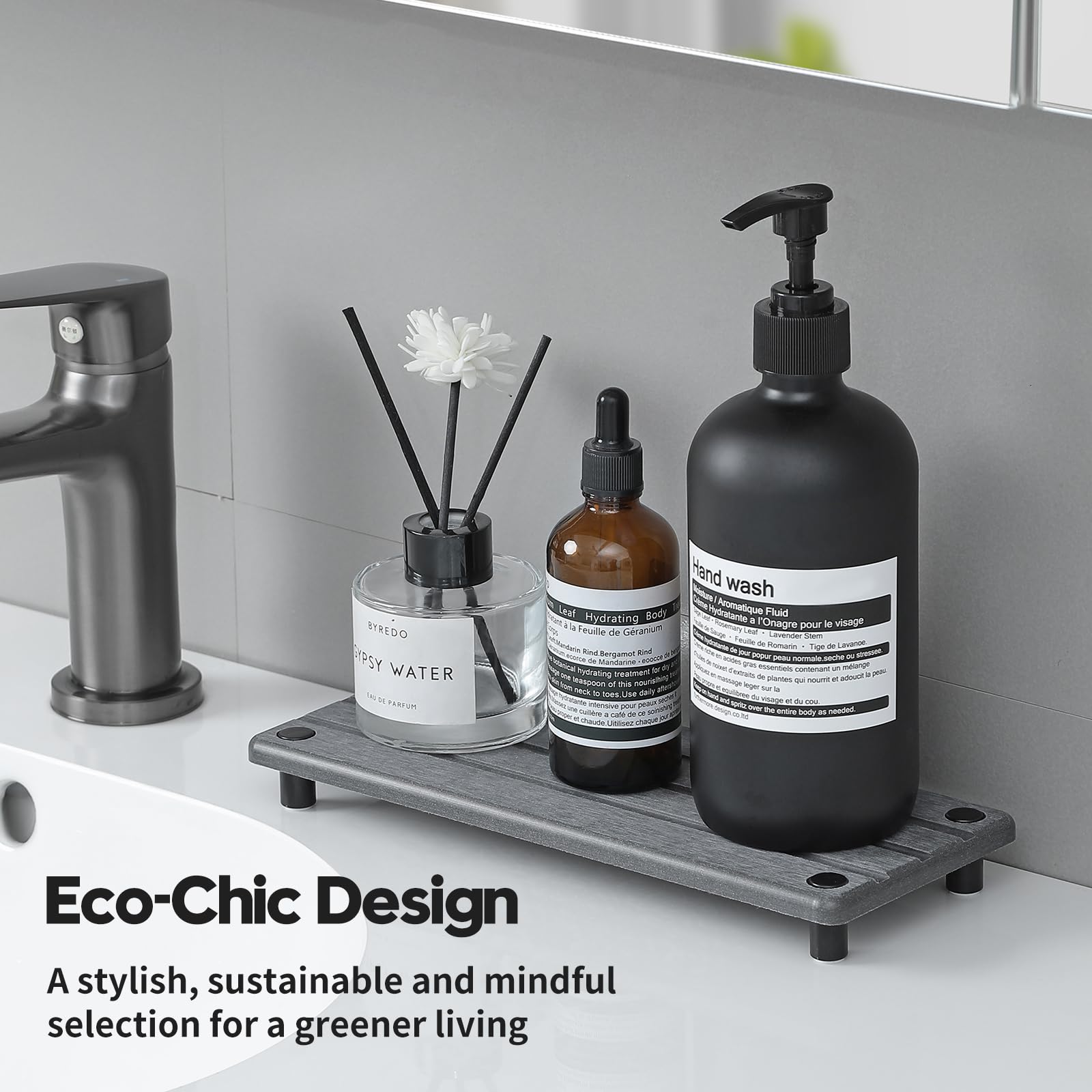 Razborci Instant Dry Sink Caddy Kitchen Sink Organizer, Quick Drying Stone Sink Tray Diatomite Sponge Holder Soap Dish, Bathroom