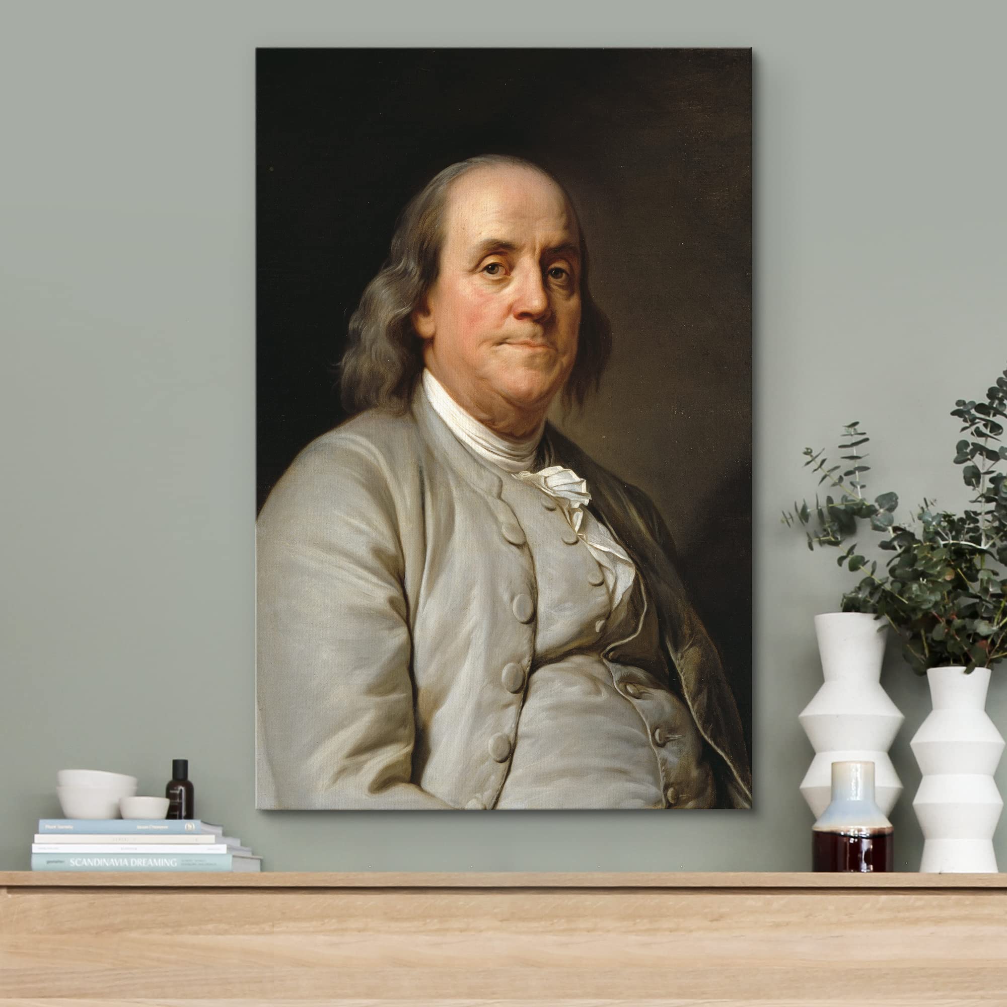 Wall26 Canvas Print Wall Art Portrait Of Benjamin Franklin People Pop Culture Historical Realism Famous Closeup Colorful Multico