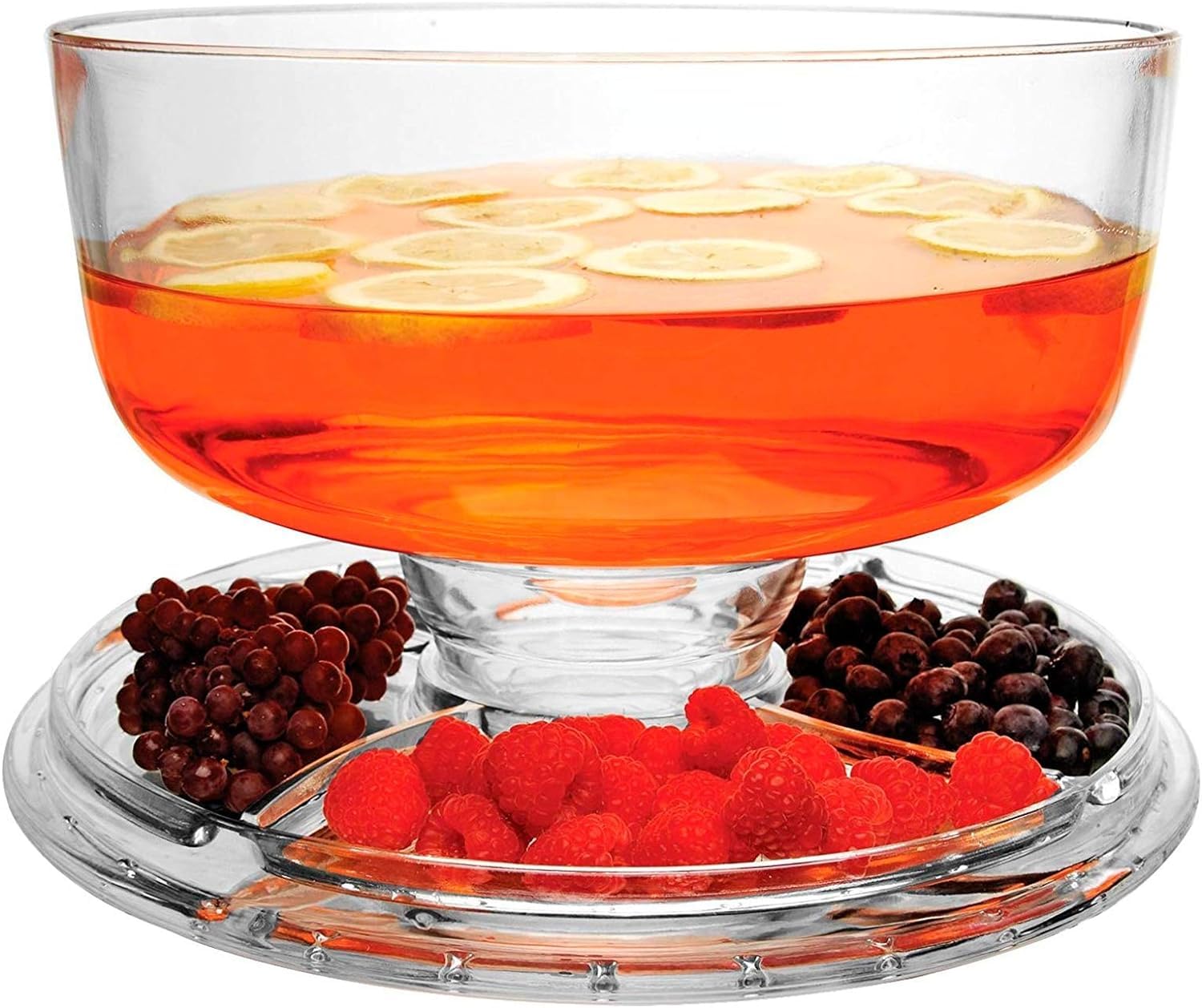 Extra Large (12'') 6 In 1 Acrylic Cake Stand With Dome Lid Multifunctional Serving Platter And Plate, Salad Bowl/Veggie Platter/