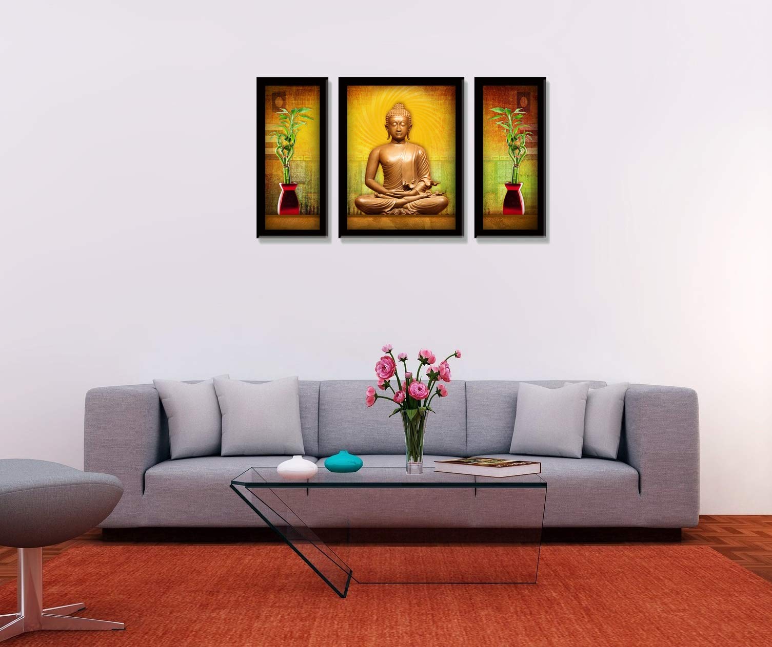 Lifehaxtore Buddha Modern Art Framed Painting |Uv Textured | Ready To Hang | Absolute Best In Class - (Wood, 24 Inch X 18 Inch)