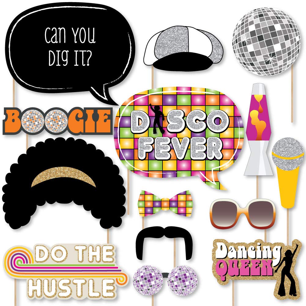 Big Dot Of Happiness 70'S Disco - 1970S Disco Fever Party Photo Booth Props Kit - 20 Count