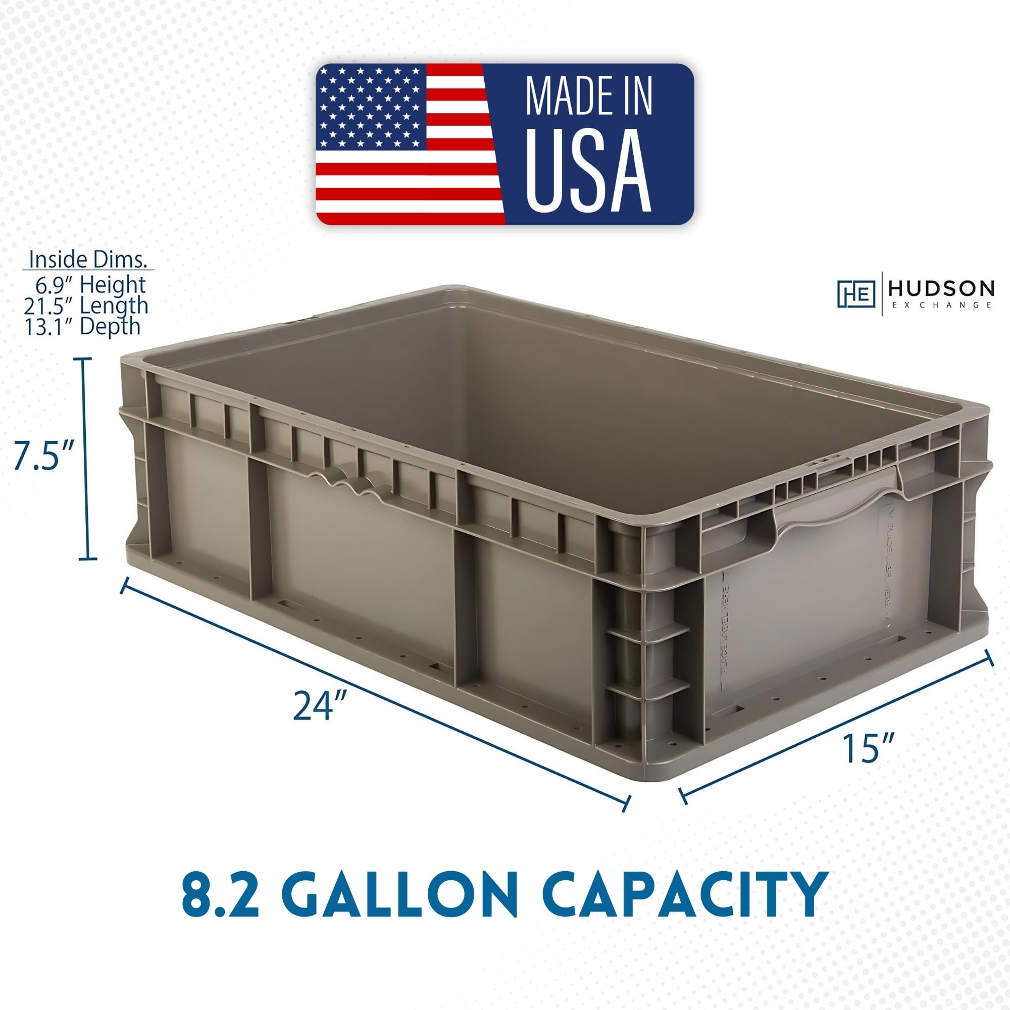 Hudson Exchange 24 X 15 X 7.5 (2 Pack) Straight Wall Handled Storage Container Tote, Gray/Brown