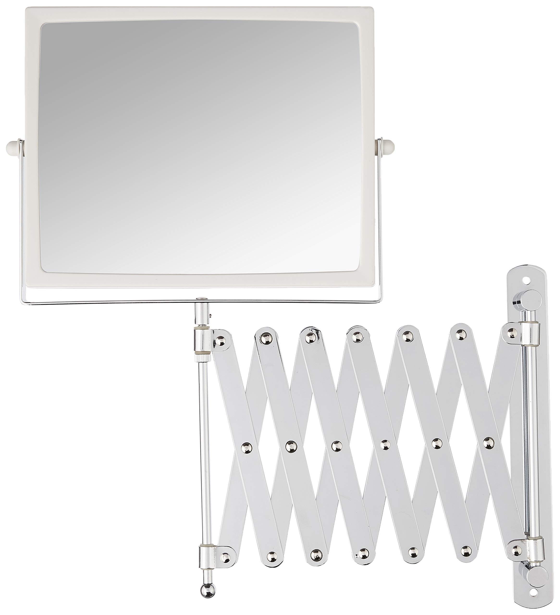 Jerdon 8.3-Inch X 6.5-Inch Two-Sided Swivel Wall Mount Mirror - Vanity Mirror With 5X Magnification & 30 Inch Wall Extension - W